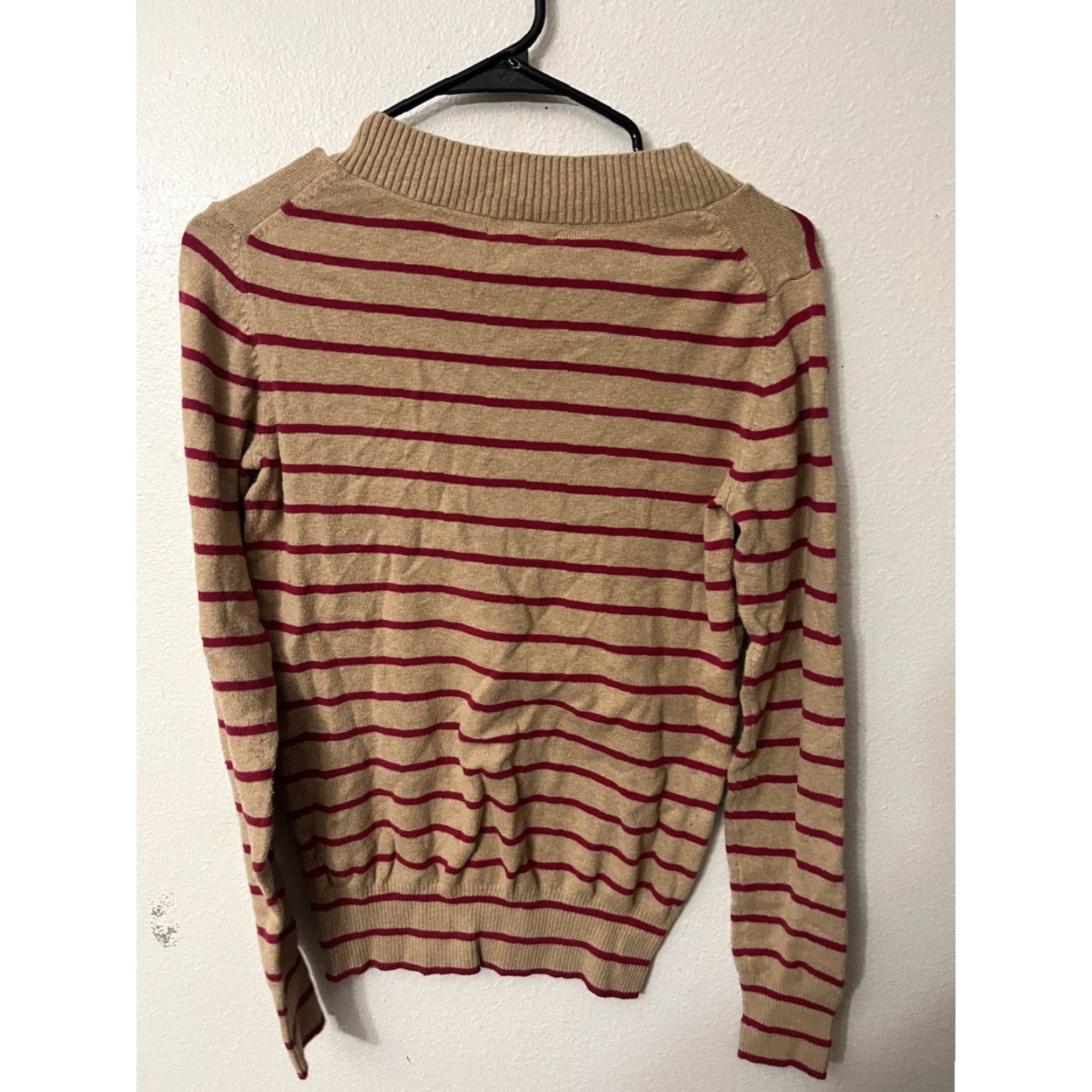 Gap VINTAGE Gap Pullover Sweater Shirt Women S Brown Striped Cotton Blend V-Neck 90s Measurements Included Size S / US 4 / IT 40 - 3 Thumbnail