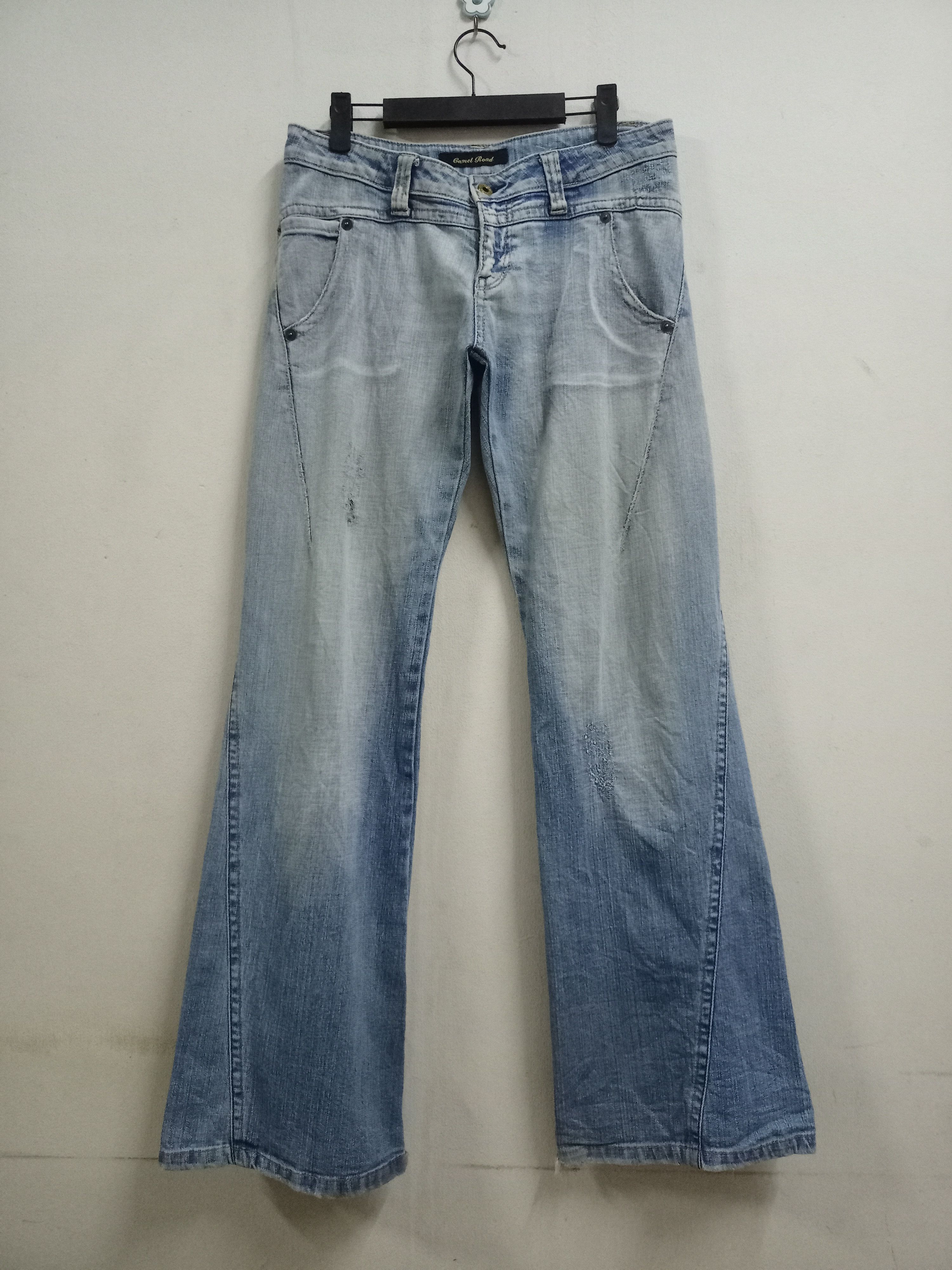 image of Vintage Camel Road Flare Distressed Bell Bottoms Jeans in Blue, Women's (Size 32)