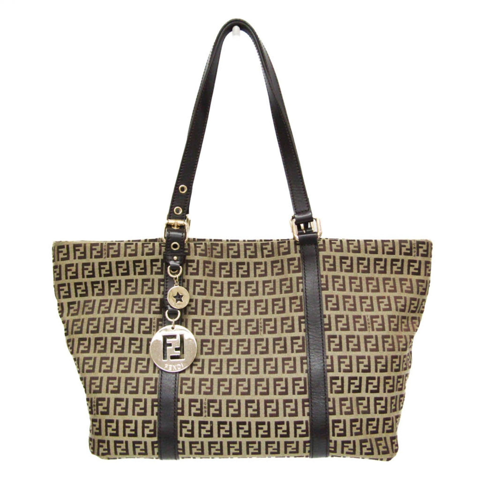 Fendi Fendi Zucchino 8BH215 Women's Canvas,Leather Tote Bag Beige,Brown Size ONE SIZE - 1 Thumbnail