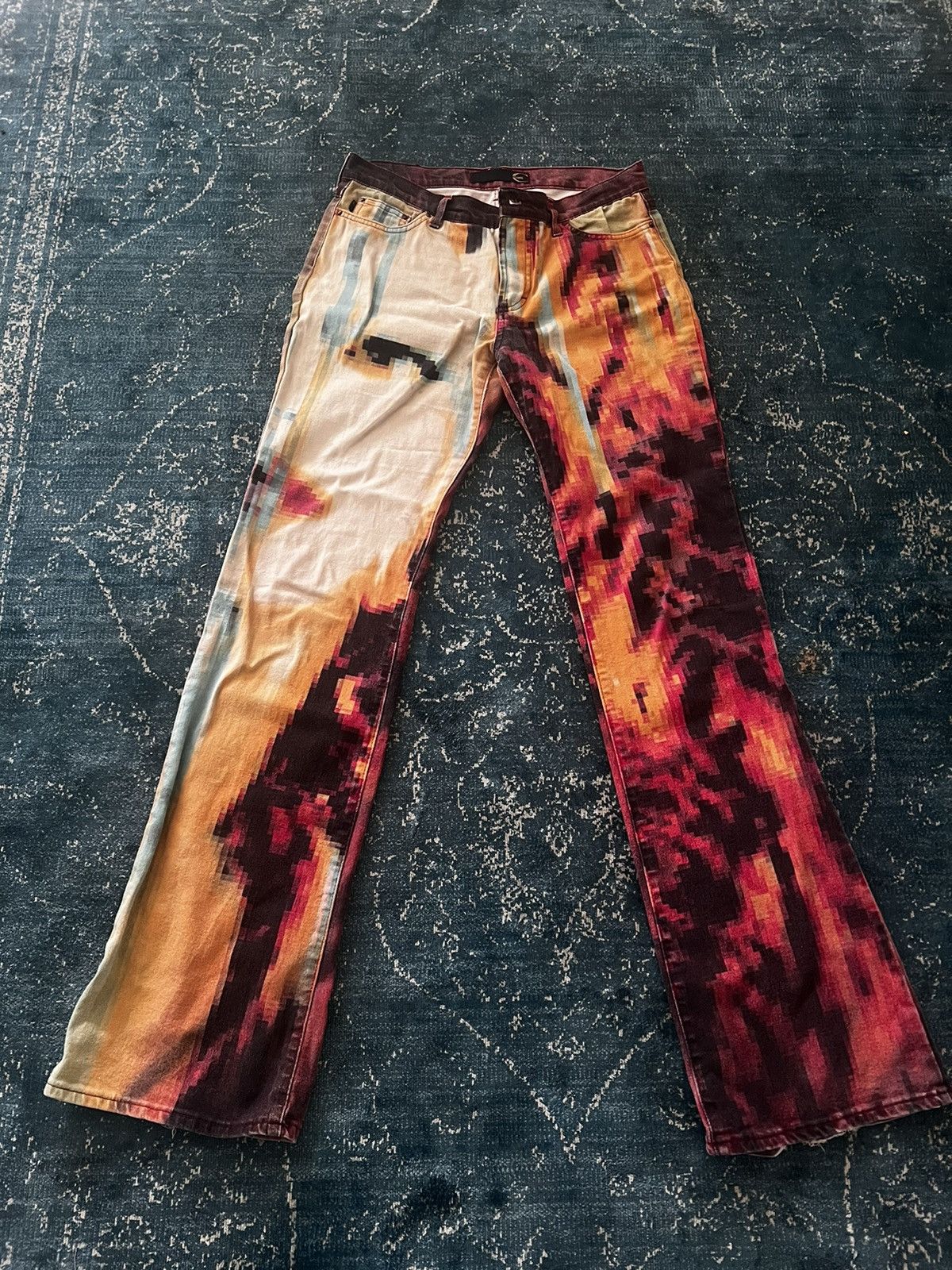 Just Cavalli × Roberto Cavalli 2001 Desi Lava Pixel Pants Size US 30 / EU 46 - 1 Thumbnail
