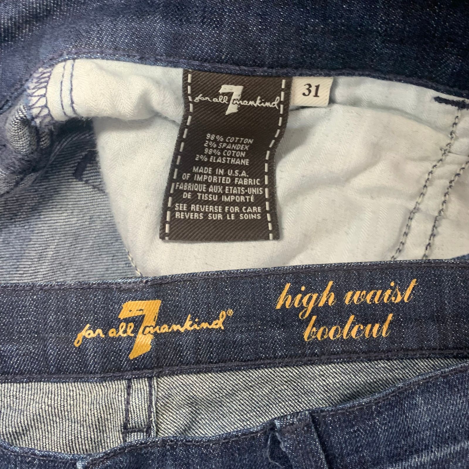 7 For All Mankind 7 For All Mankind Dark Wash High Waist Bootcut Jeans Size 31" - 3 Thumbnail