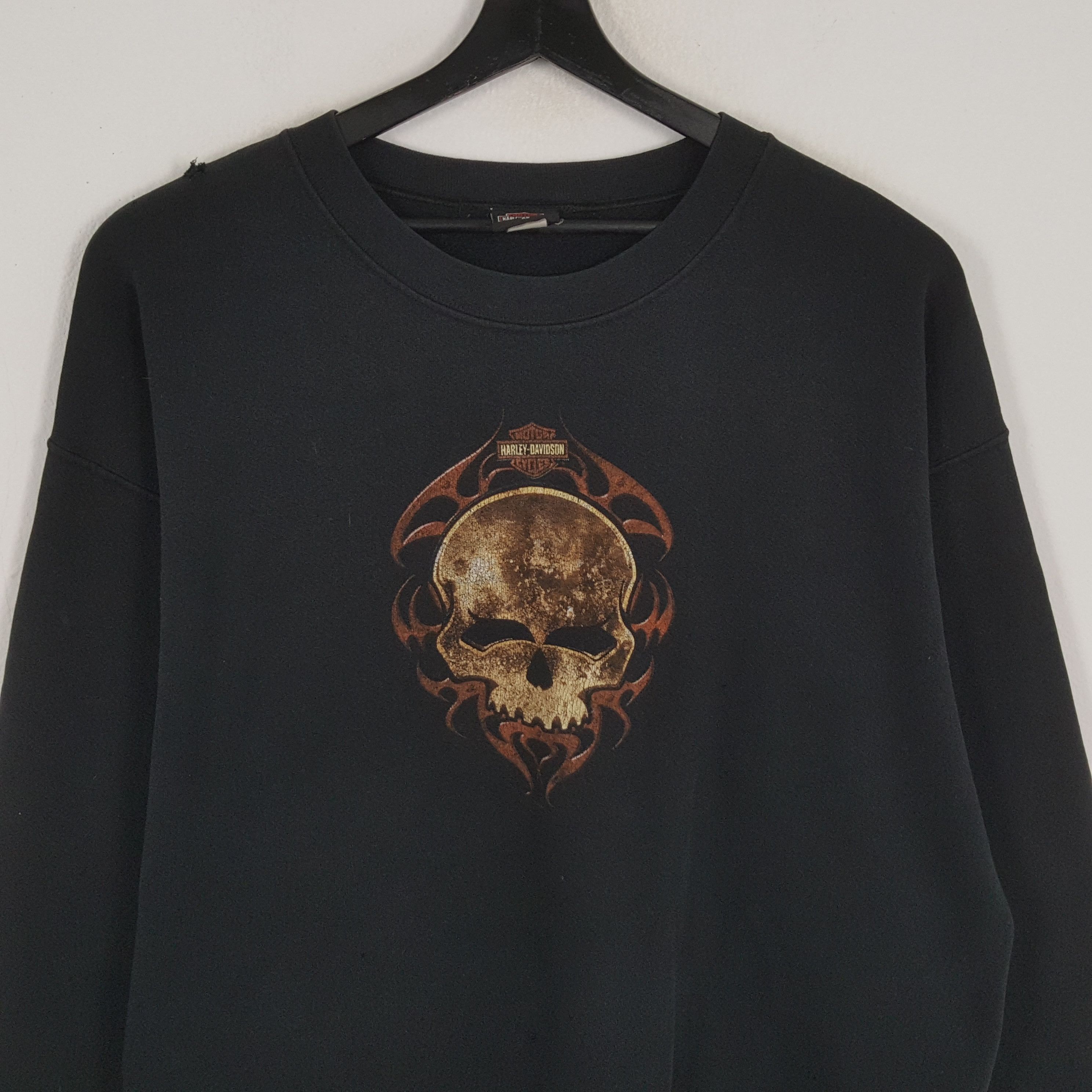 Harley Davidson × Vintage HARLEY DAVIDSON Motorcycle Brand Skulls Design Sweatshirt Size US XL / EU 56 / 4 - 2 Thumbnail