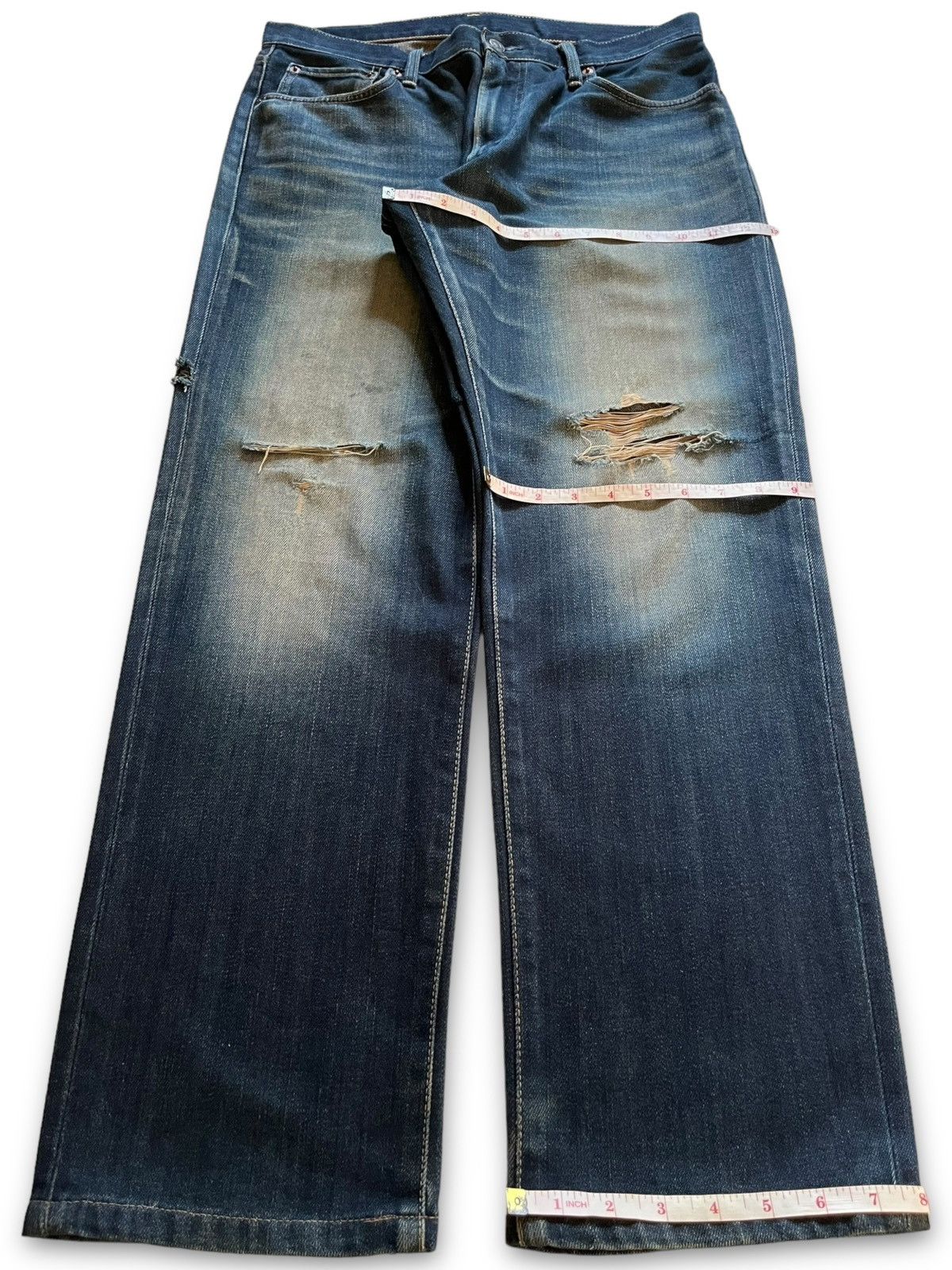 Edwin SALES🔥Vintage Japanese Edwin Mud Wash Distress Loose Jeans Size US 33 - 13 Thumbnail