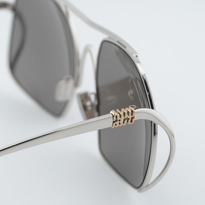 Miu Miu Miu Miu MUA55S 1BC80Q Sunglasses Silver Square Frame Size ONE SIZE - 6 Thumbnail