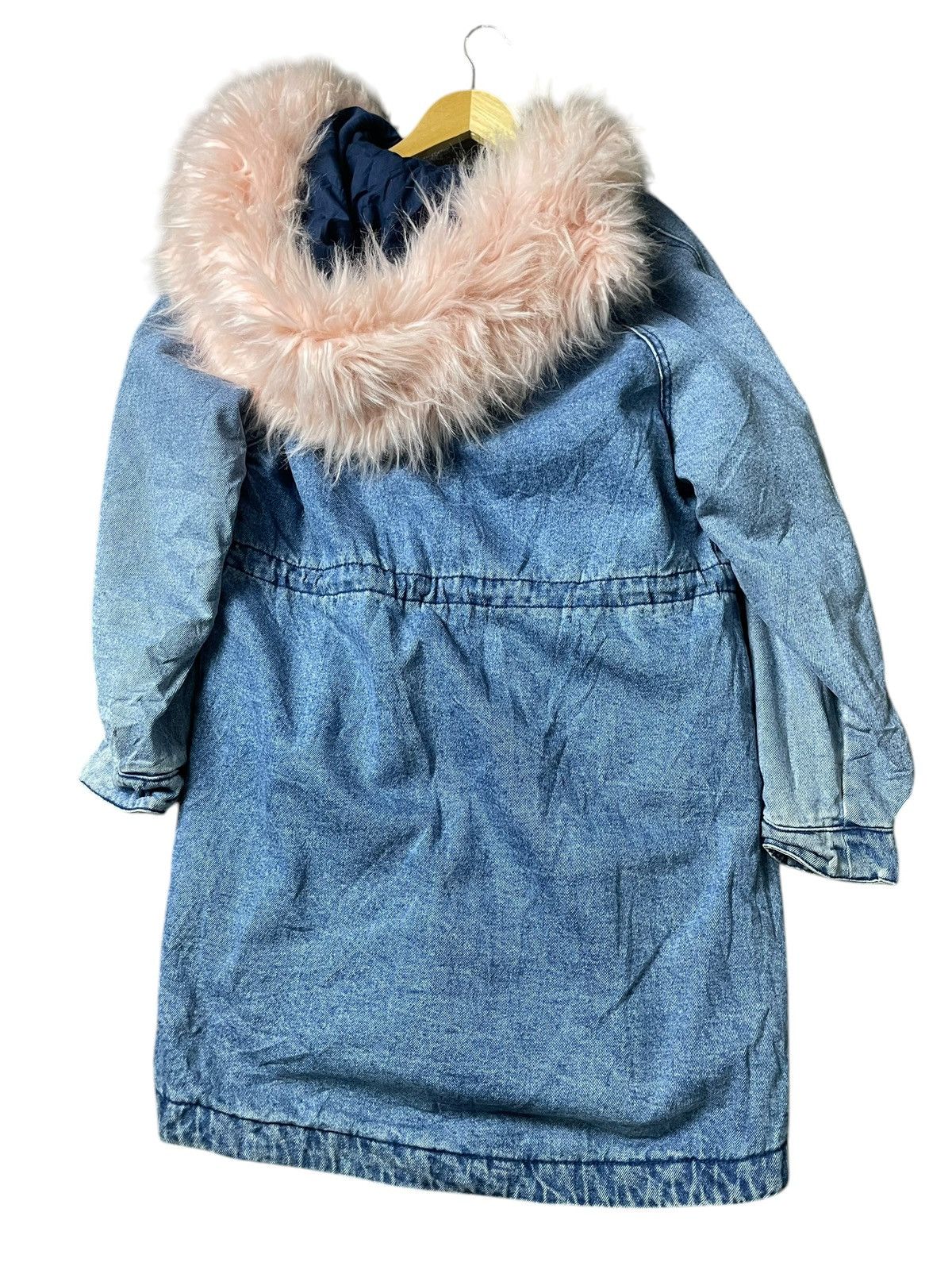 Bershka × Vintage Vintage BERSHKA Fur Hooded Denim Jacket (98) Size US S / EU 44-46 / 1 - 9 Thumbnail