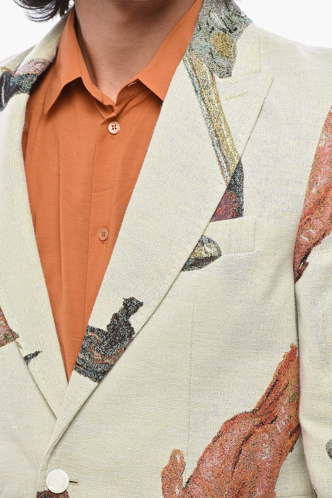 Off-White og1mm0426 Jacquard Blazer in Beige Size US M / EU 48-50 / 2 - 3 Thumbnail