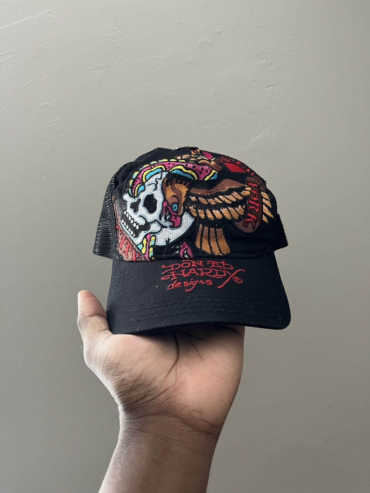 Ed Hardy TWO Ed Hardy Embroidery Skull Trucker Cap Size ONE SIZE - 2 Thumbnail