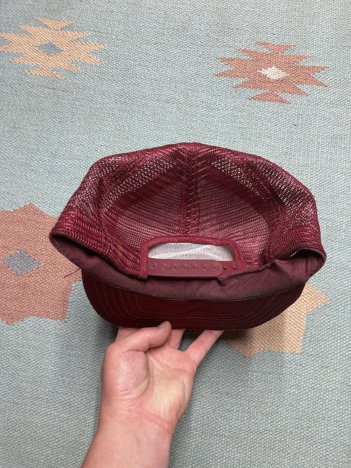 Vintage 80s trucker hat US brick worth looking at puff print maroon Size ONE SIZE - 4 Thumbnail