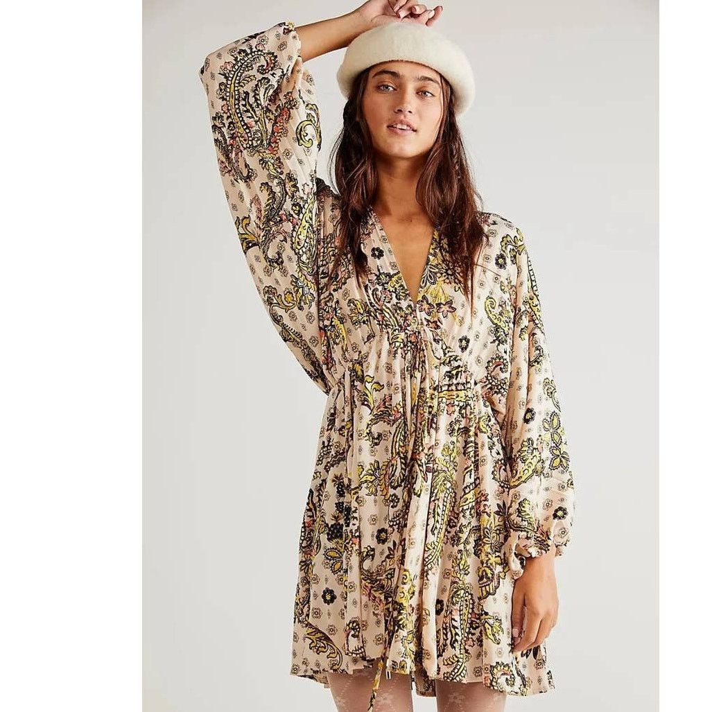 Free People New Free People Arzel Printed Mini Dress $148 X-SMALL Size XS / US 0-2 / IT 36-38 - 6 Thumbnail