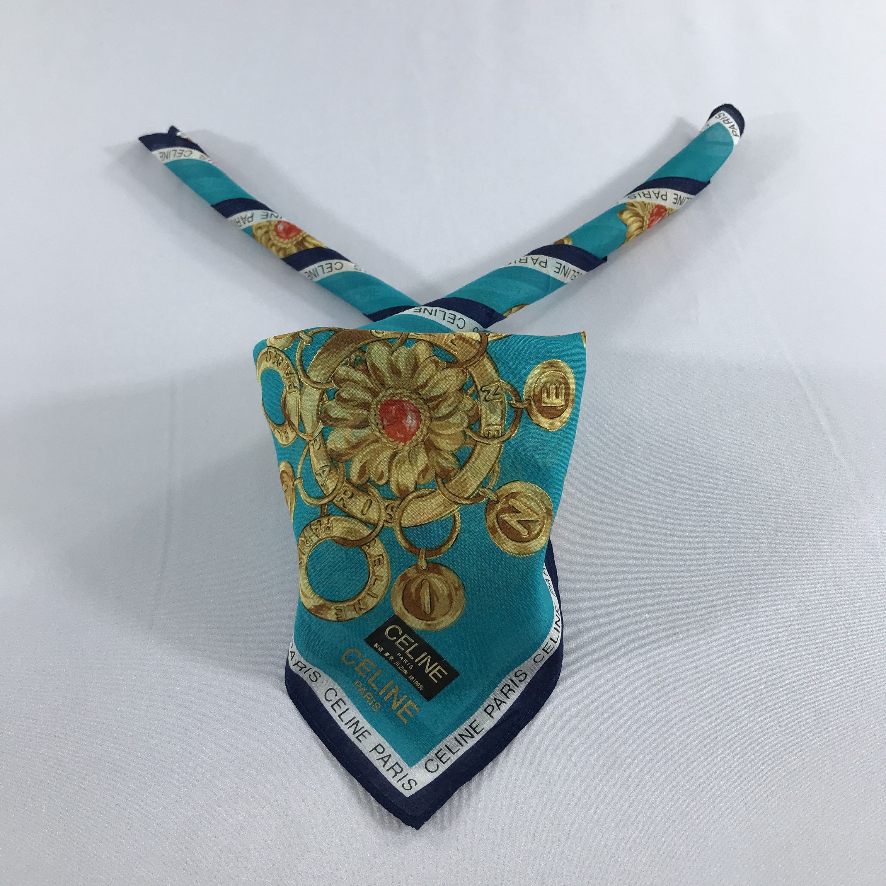 Celine Celine Luxury Chains Handkerchief Neckerchief Bandana H764 Size ONE SIZE - 1 Thumbnail
