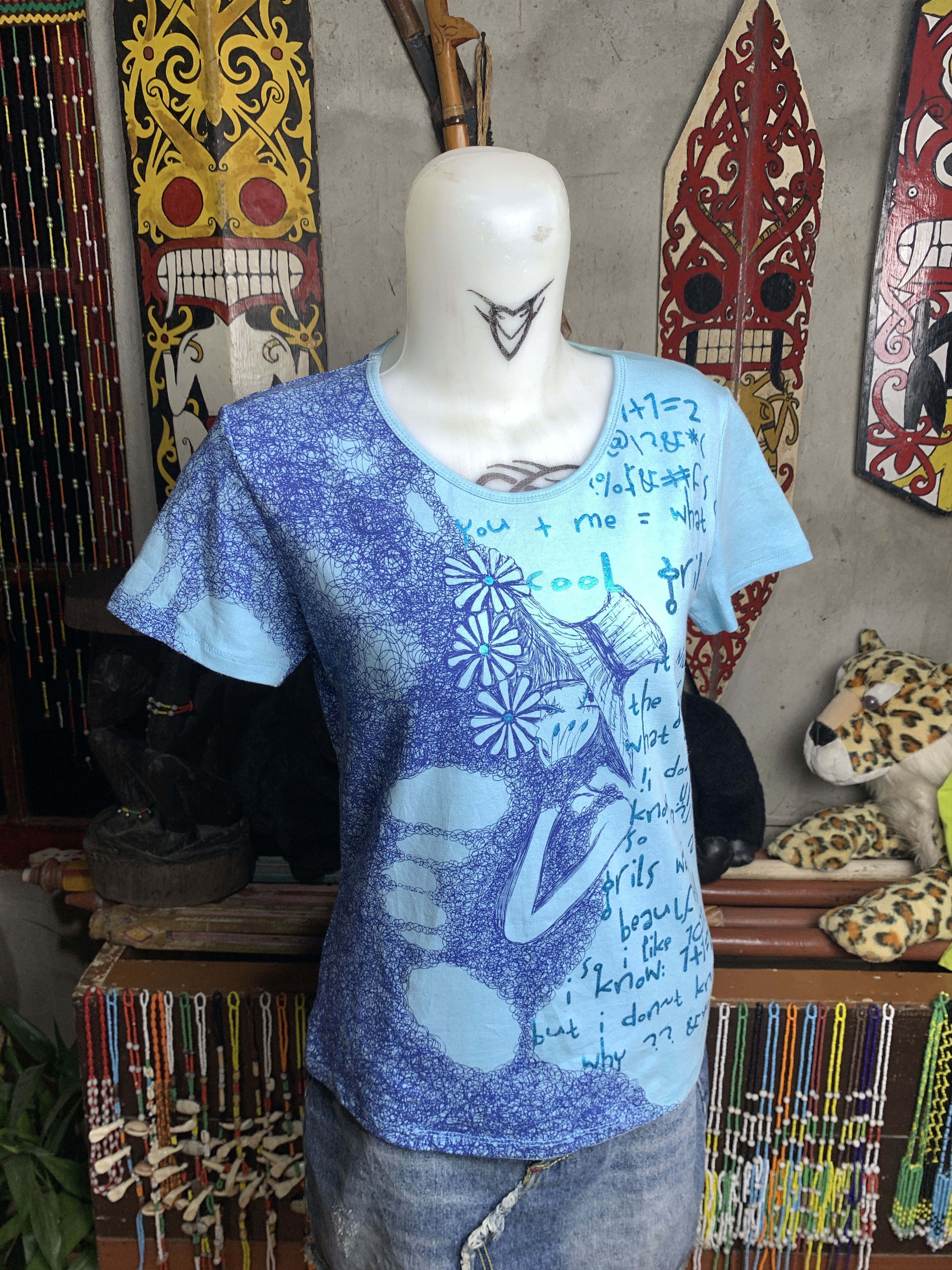 Custo Barcelona Custo Barcelona Light Blue Girl Doodle Tee (S) Size S / US 4 / IT 40 - 2 Thumbnail
