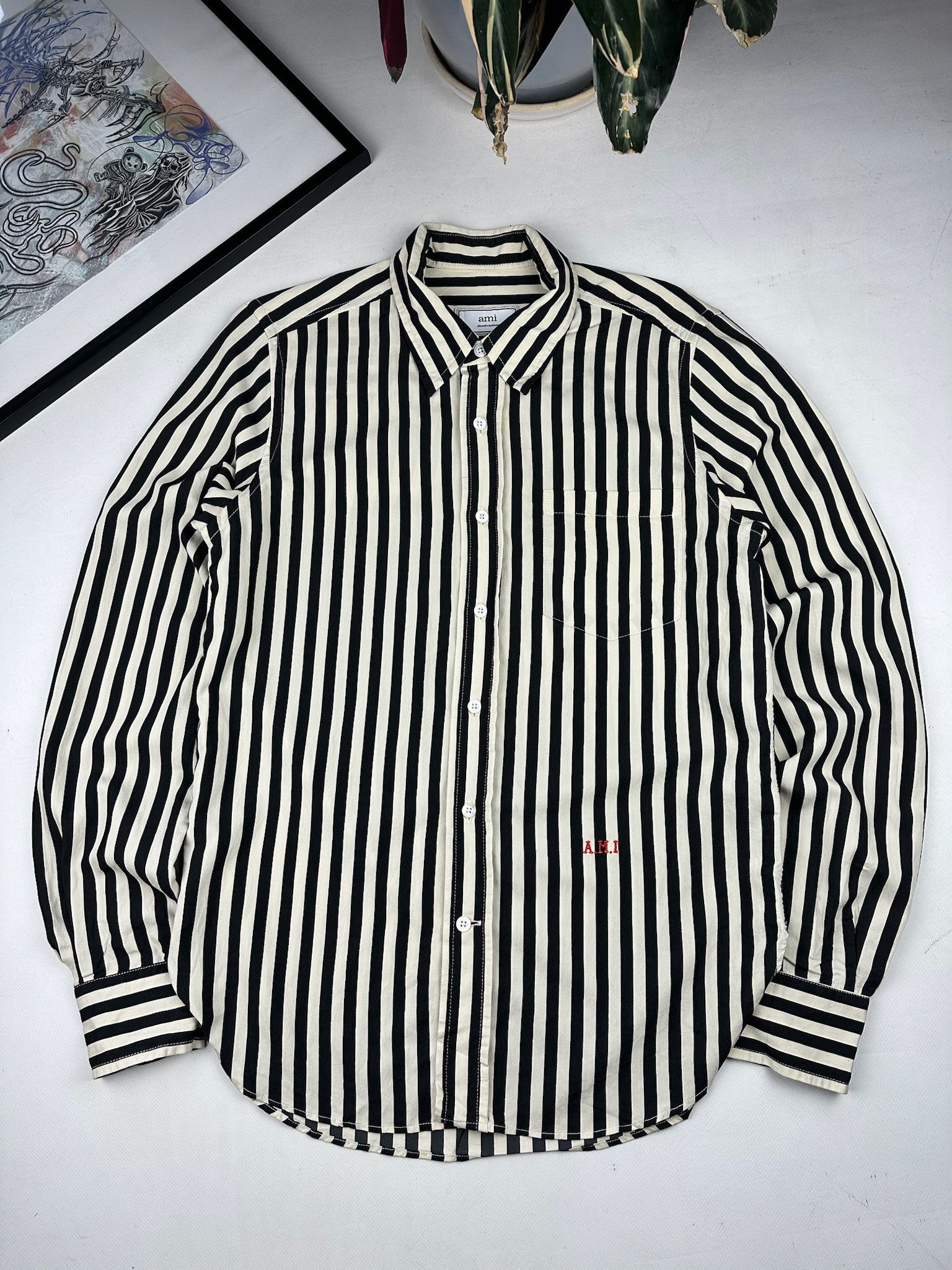 AMI AMI stripe shirt sleeve shirt Size US M / EU 48-50 / 2 - 1 Thumbnail