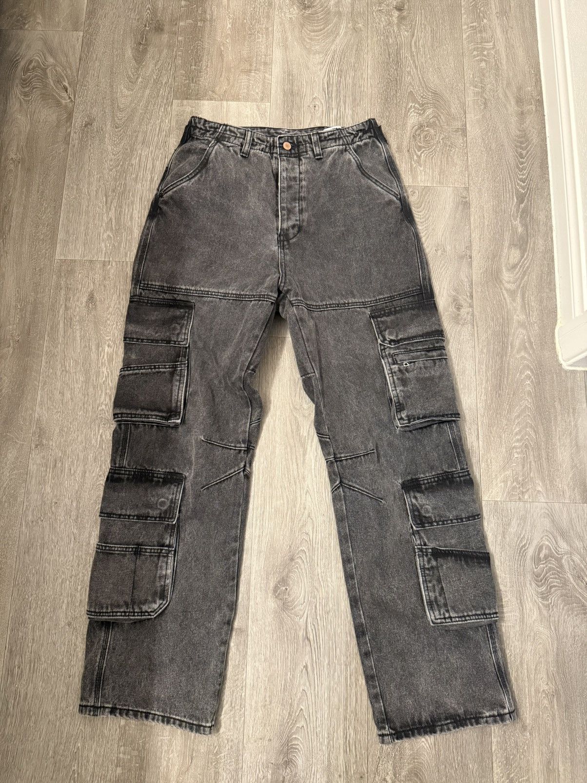 MNML MNML Washed Black Multi Cargo Denim Jeans Size 29 Size US 29 - 1 Thumbnail