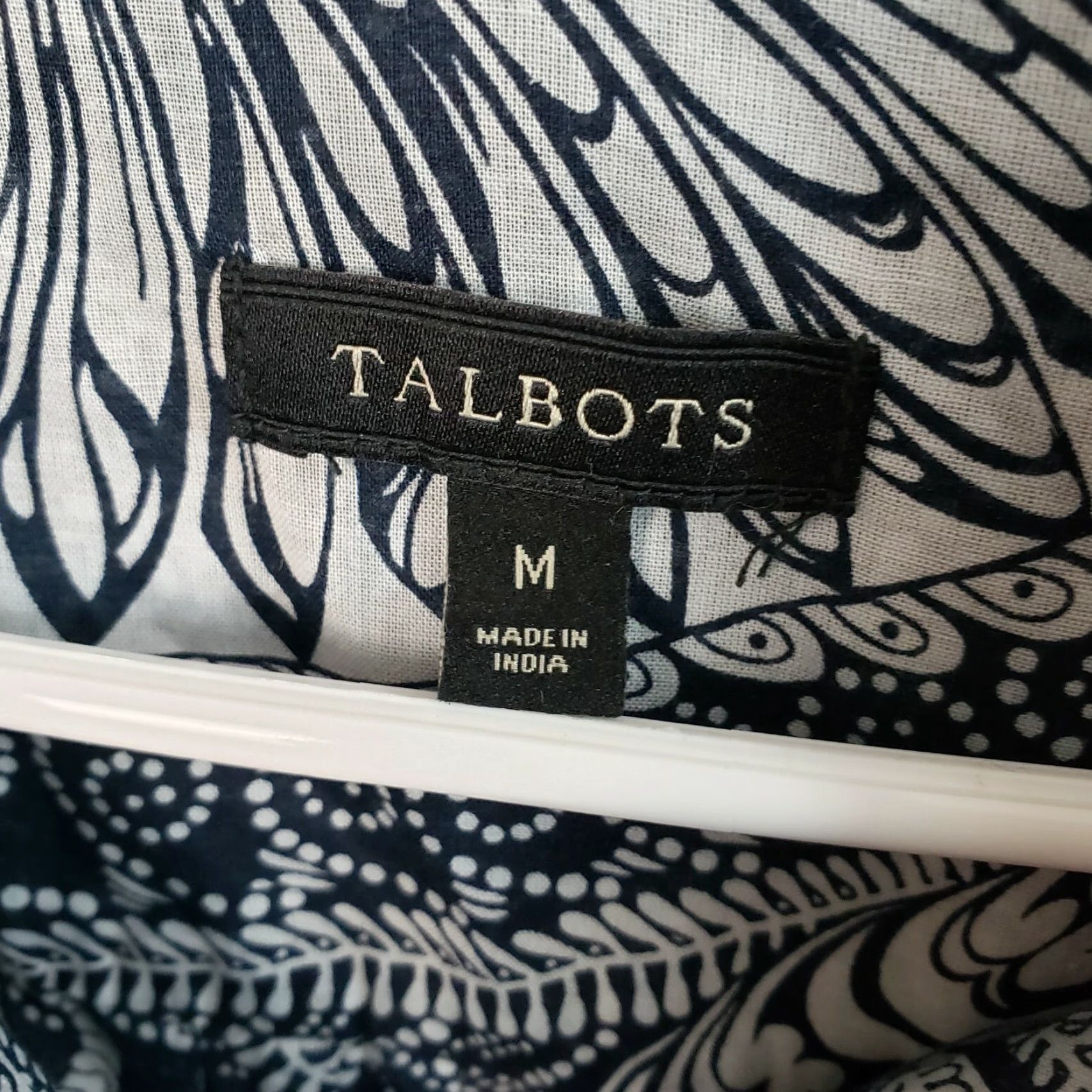 Talbots Talbots Womens Button Front Top Sz M Blue White Floral Cotton Long Sleeve Shirt Size M / US 6-8 / IT 42-44 - 5 Thumbnail