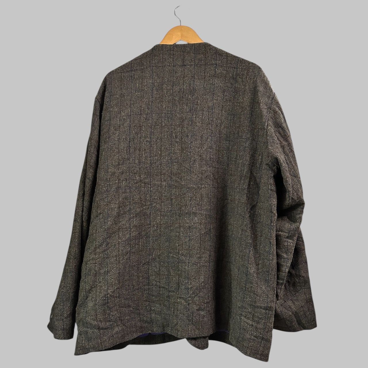 Needles Collarless/V Neck Herringbone Three Button Chore Blazer Size 40R - 4 Thumbnail
