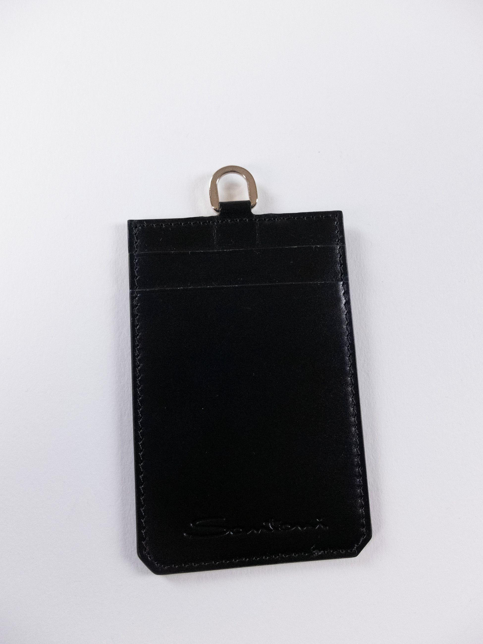 Santoni SANTONI black leather dual card wallet with strap Italy Size ONE SIZE - 10 Thumbnail