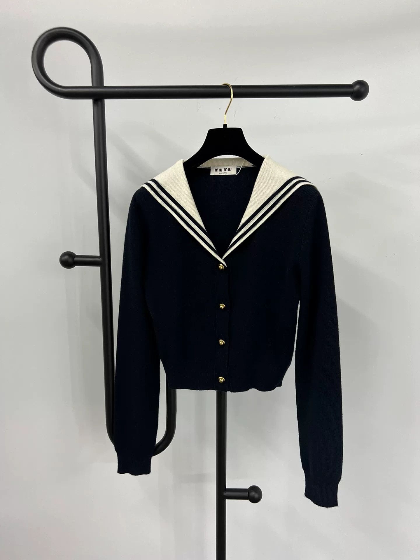 Miu Miu MiuMiu Navy Collar Cashmere Cardigan Size S / US 4 / IT 40 - 1 Thumbnail