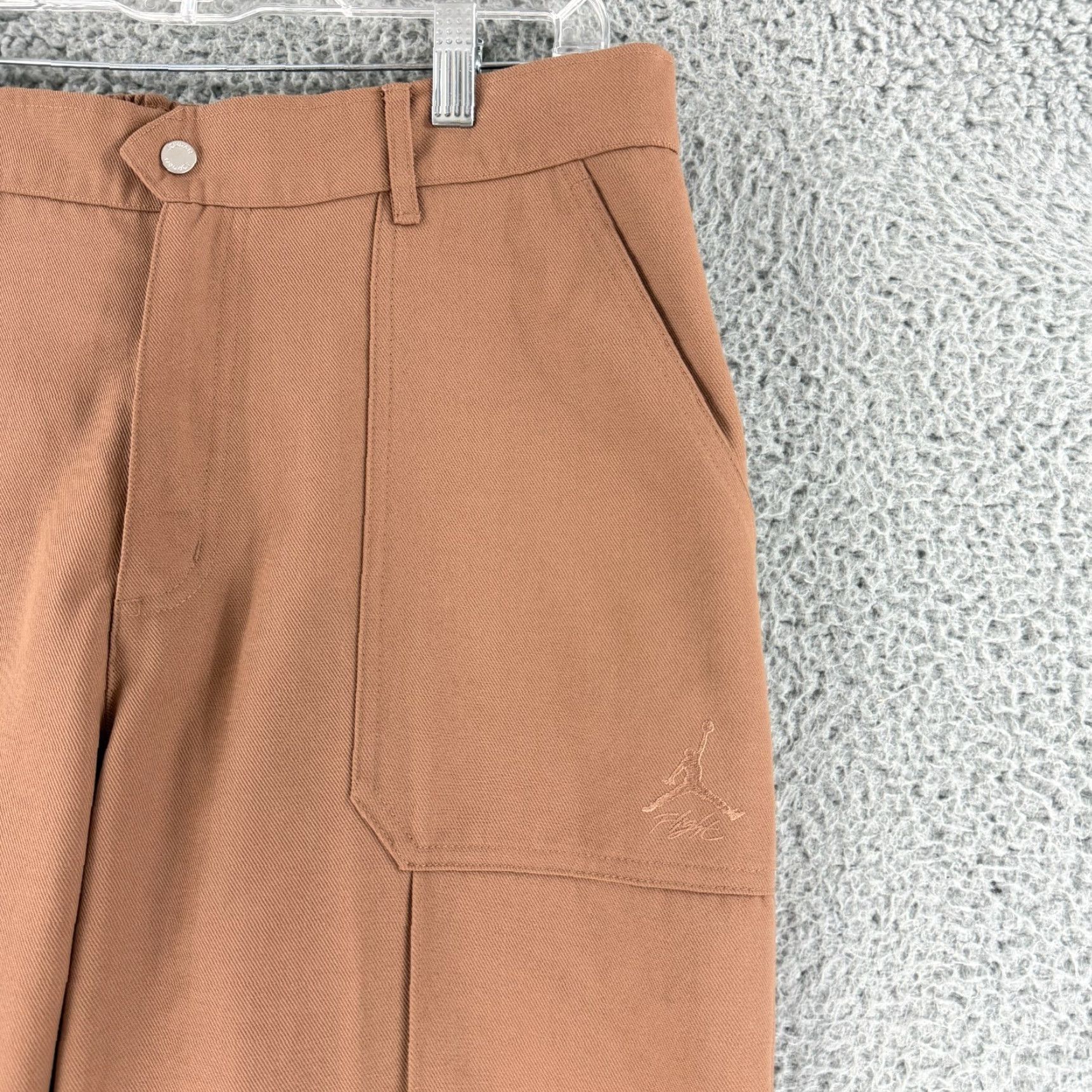 Jordan Brand Jordan Womens Large Brown Straight Leg Woven Pants Pockets Zipper Cuff Patch 90s Style Size 36" / US 14 / IT 50 - 2 Thumbnail