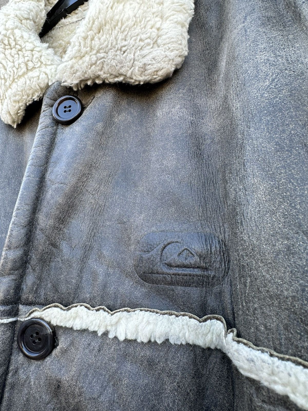Quiksilver × Vintage Vintage Y2K Quiksilver Boarding Sherpa Leather Jacket Size US L / EU 52-54 / 3 - 6 Thumbnail