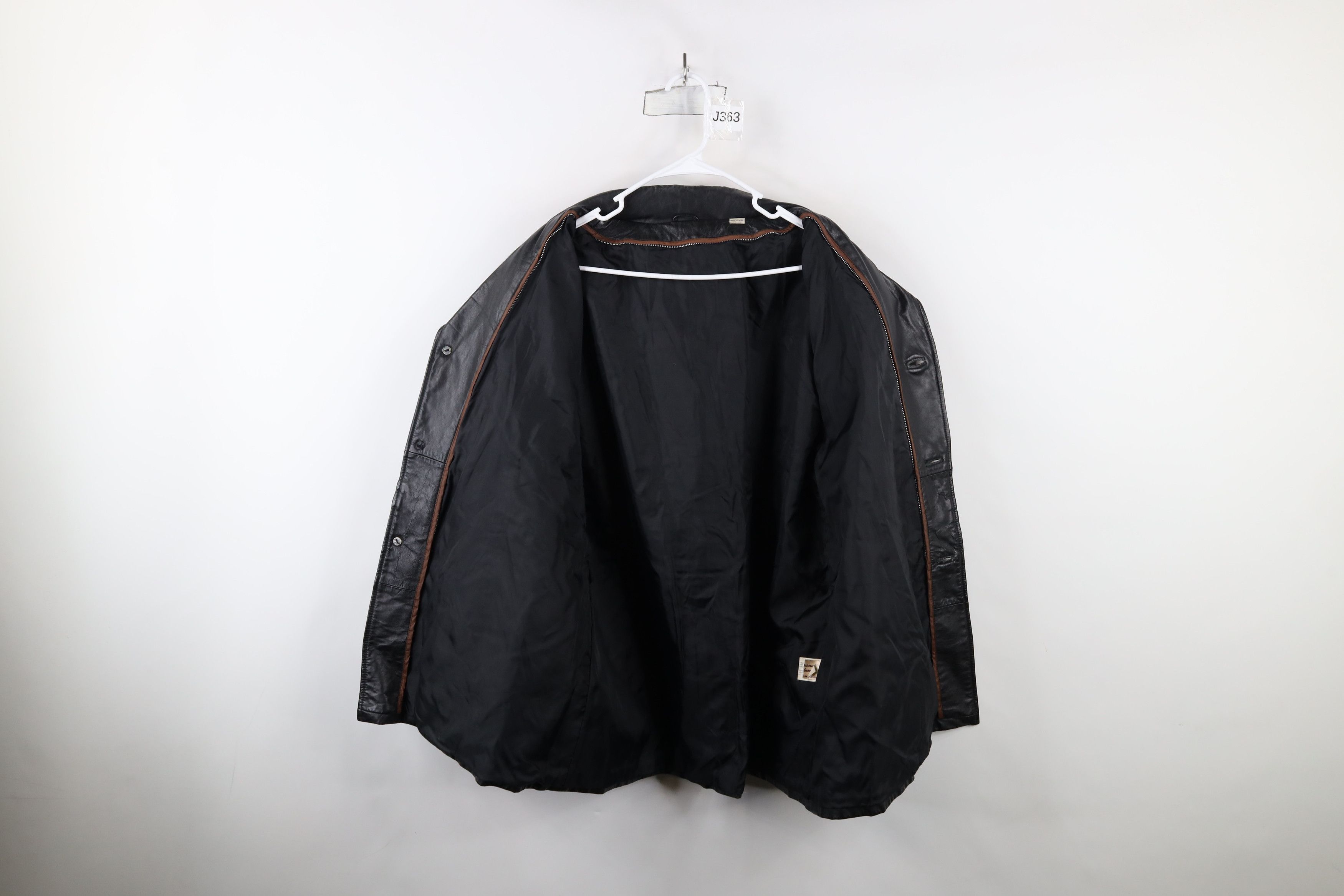 Vintage Vintage 70s Streetwear Leather Button Jacket Black Size US XXL / EU 58 / 5 - 10 Thumbnail