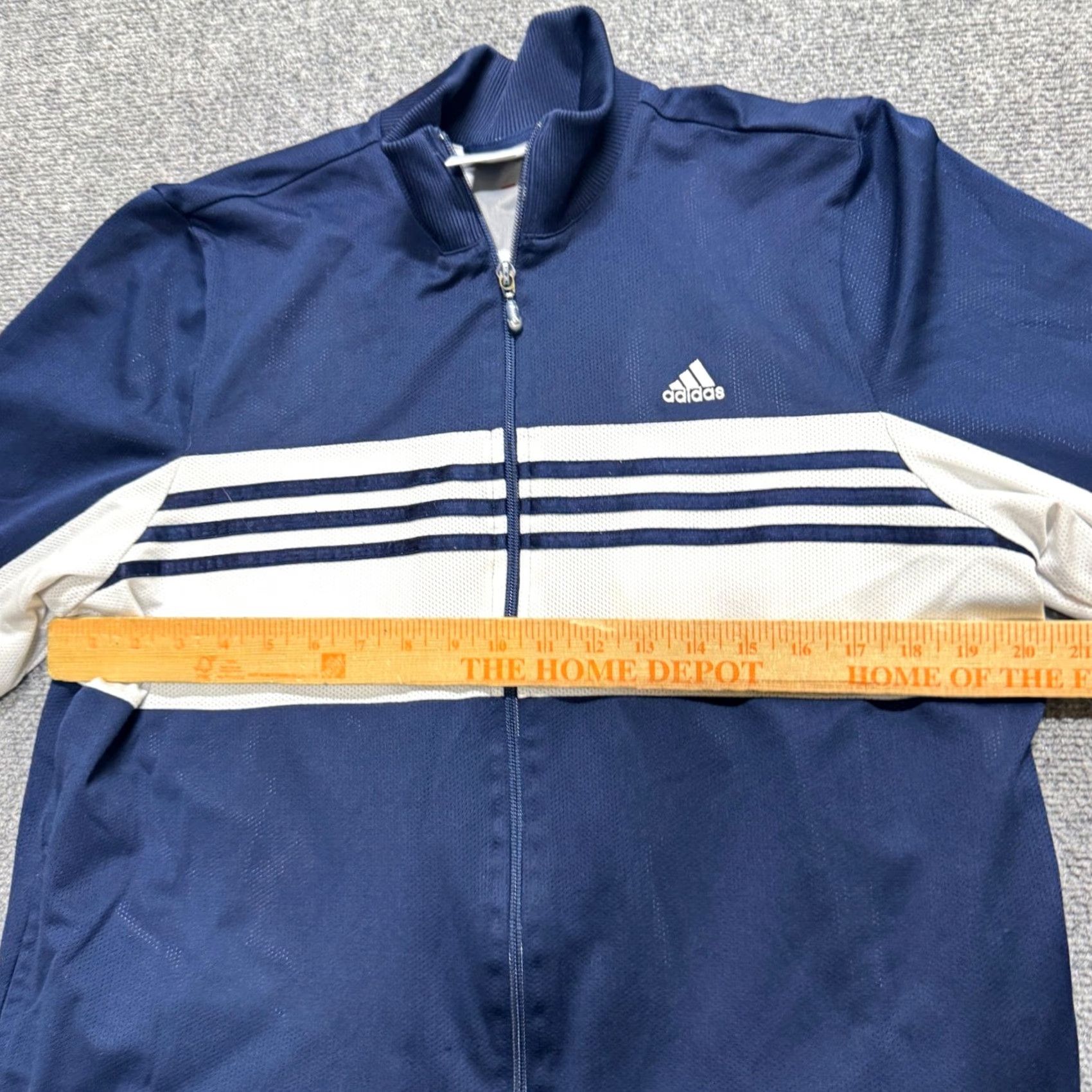 Adidas VINTAGE Adidas Jacket Womens XL Blue White Gray Full-Zip Polyester Cotton Blend 90s Y2K Striped Womens XL Blue White Gray Size XL / US 12-14 / IT 48-50 - 4 Thumbnail