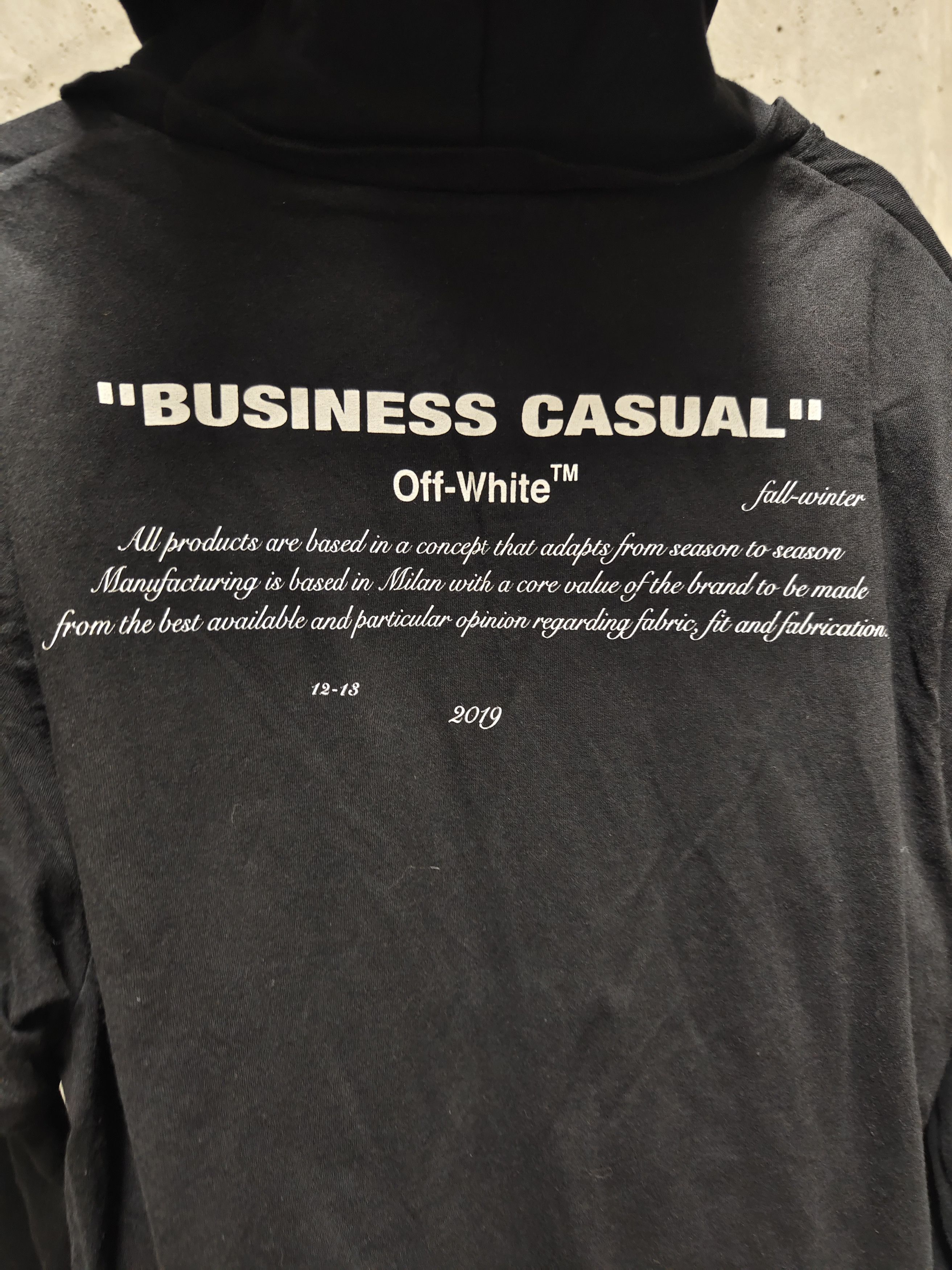 image of Off White Off-White Hoodies Business Casual( Double Layer) in Black, Men's (Size Medium)