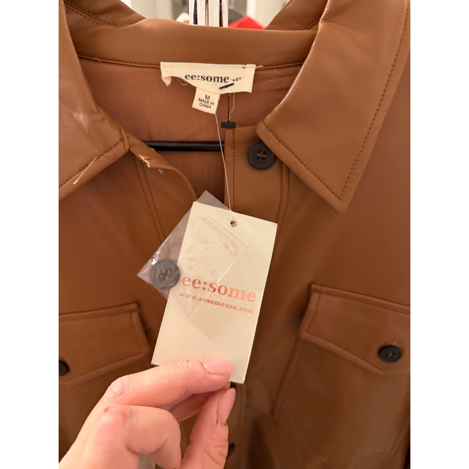 Other ee:some Faux Leather Long Sleeve Collared Button Up Jacket Size M / US 6-8 / IT 42-44 - 5 Thumbnail