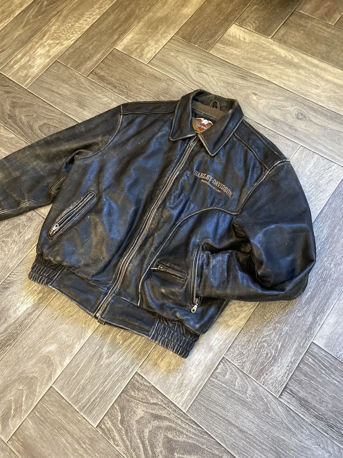 Harley Davidson × Vintage 1993 Harley Davidson vintage leather jacket racing Size US L / EU 52-54 / 3 - 2 Thumbnail