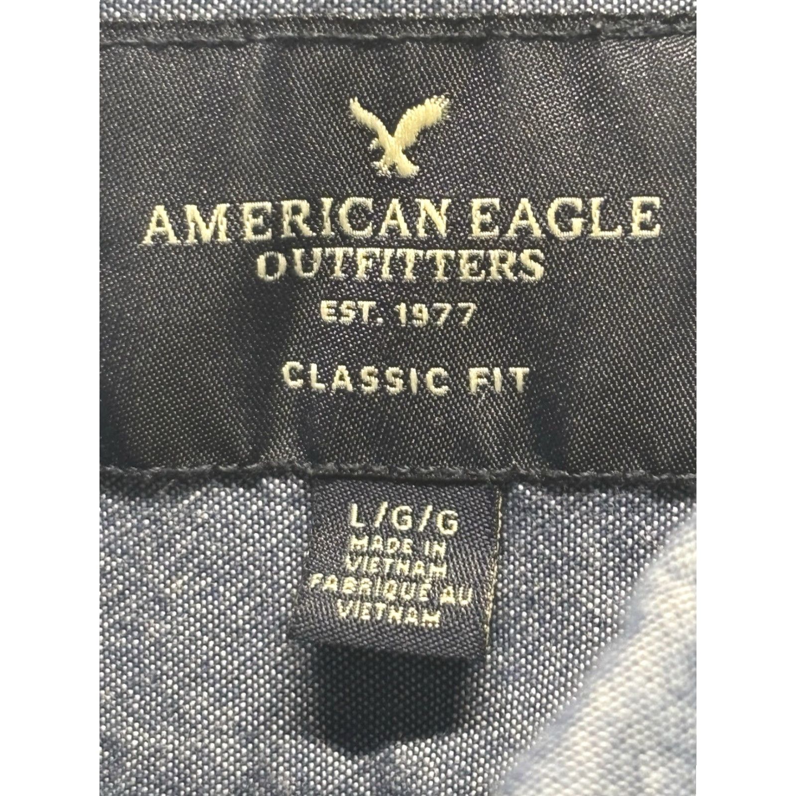 American Eagle Outfitters VINTAGE American Eagle Men’s Button-Down Shirt Large Blue Chambray Twill Classic Fit Size US L / EU 52-54 / 3 - 4 Thumbnail
