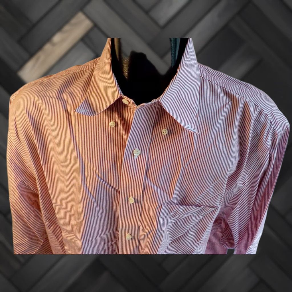 Brooks Brothers Brooks Brothers Striped Button Down Shirt Red/White 100% Cotton SZ 17.5 Dress Shirt Mens Regular Non-Iron Button-Down Collar Size US XXL / EU 58 / 5 - 1 Thumbnail