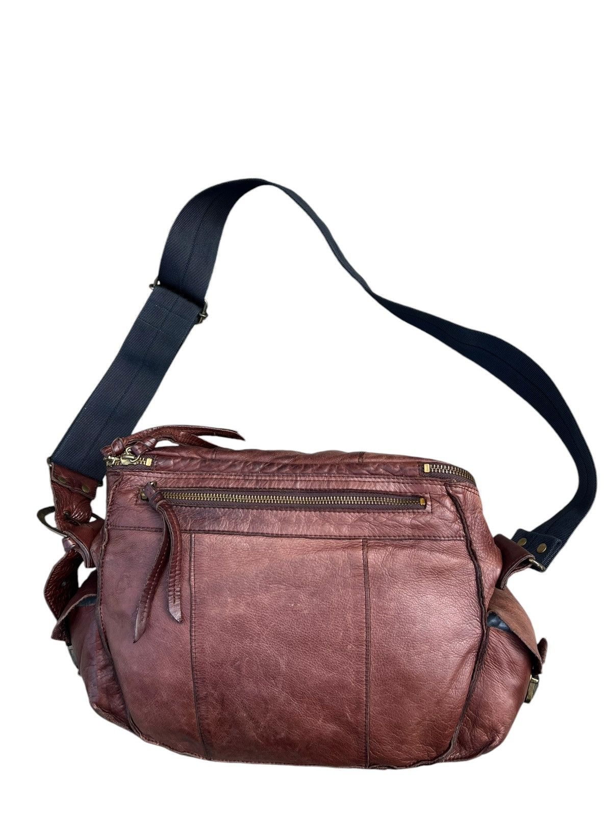 Leather Vintage Papillonner Japan Fade Patina Leather Messenger Bag Size ONE SIZE - 12 Thumbnail