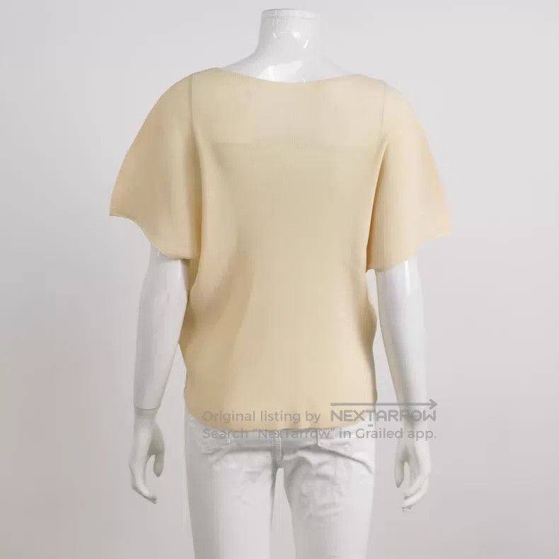Issey Miyake Issey Miyake Beige Short Sleeve Top Size L / US 10 / IT 46 - 2 Thumbnail