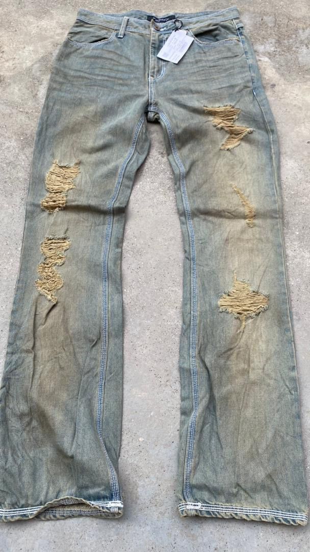 Japanese Brand × Vintage BNWT Japanese distressed denim off the neige Size US 32 / EU 48 - 4 Thumbnail