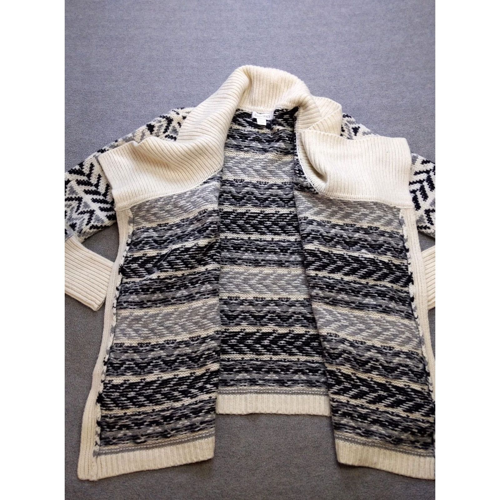 Ellen Tracy VINTAGE Ellen Tracy Sweater Womens L Cardigan Shawl Collar Open Wool Knit Size L / US 10 / IT 46 - 7 Thumbnail