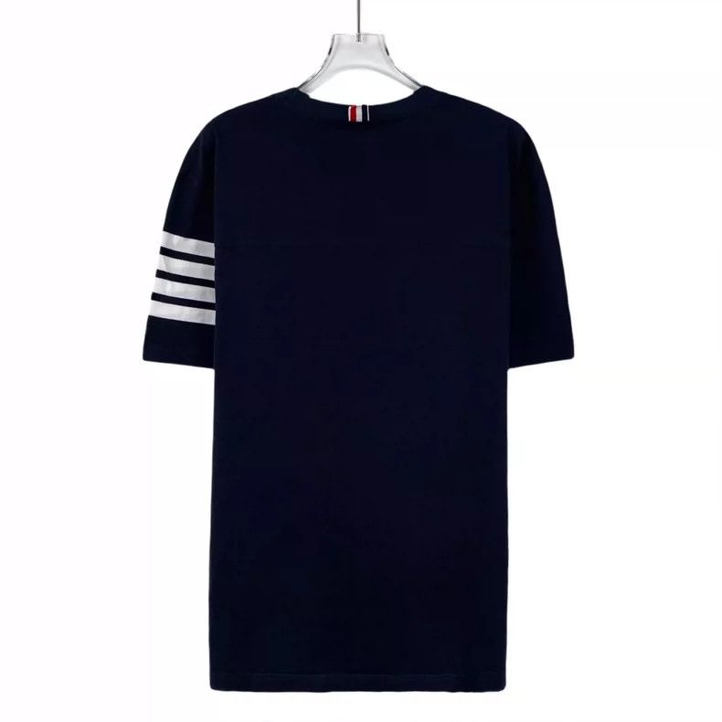 Thom Browne Thom browne Dark blue classic four-bar cotton round-neck sh Size US XL / EU 56 / 4 - 2 Thumbnail
