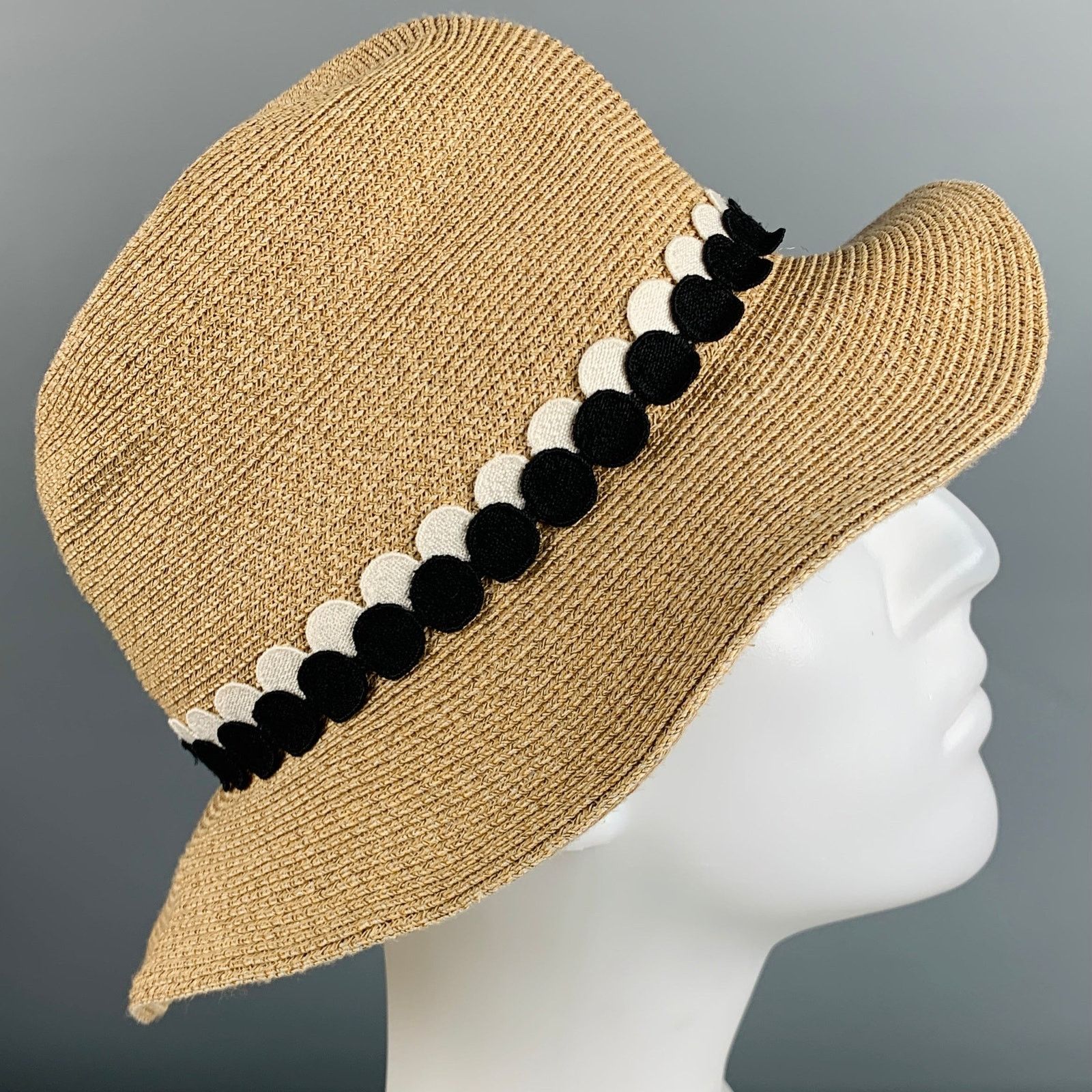 Eugenia Kim EUGENIA KIM Beige Natural Woven Toyo Paper Cotton Hat Size ONE SIZE - 3 Thumbnail