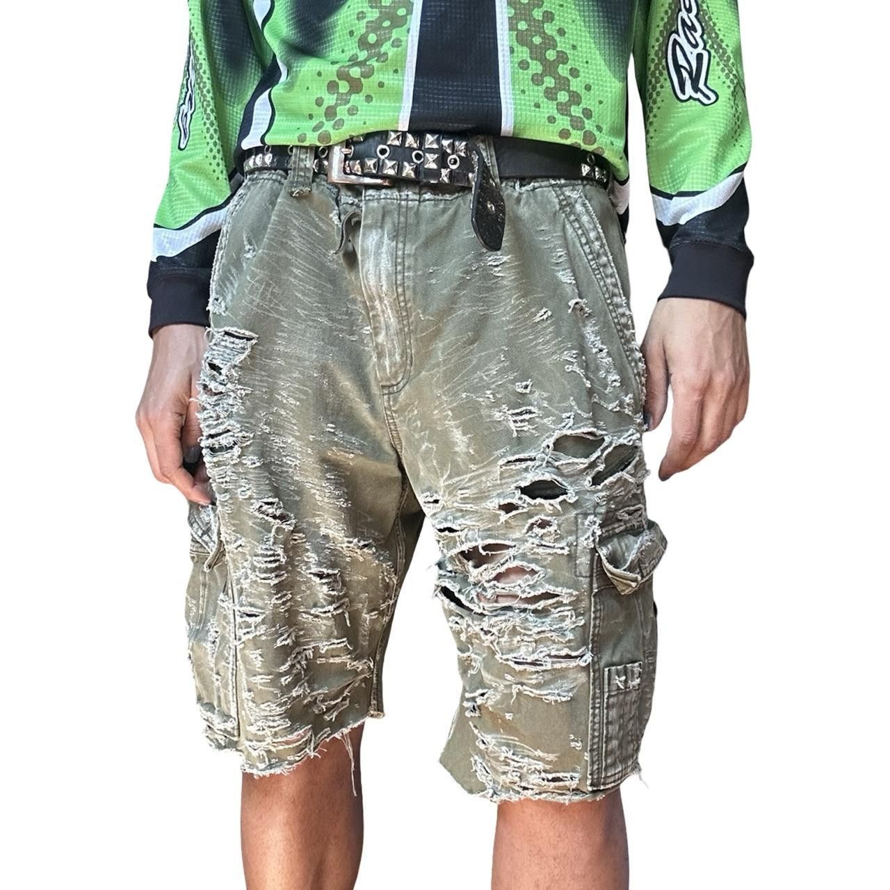 Abercrombie & Fitch ASTROBOI* Abercrombie & Fitch Green Grunge Camo Shorts - 40" Size US 40 / EU 56 - 7 Thumbnail
