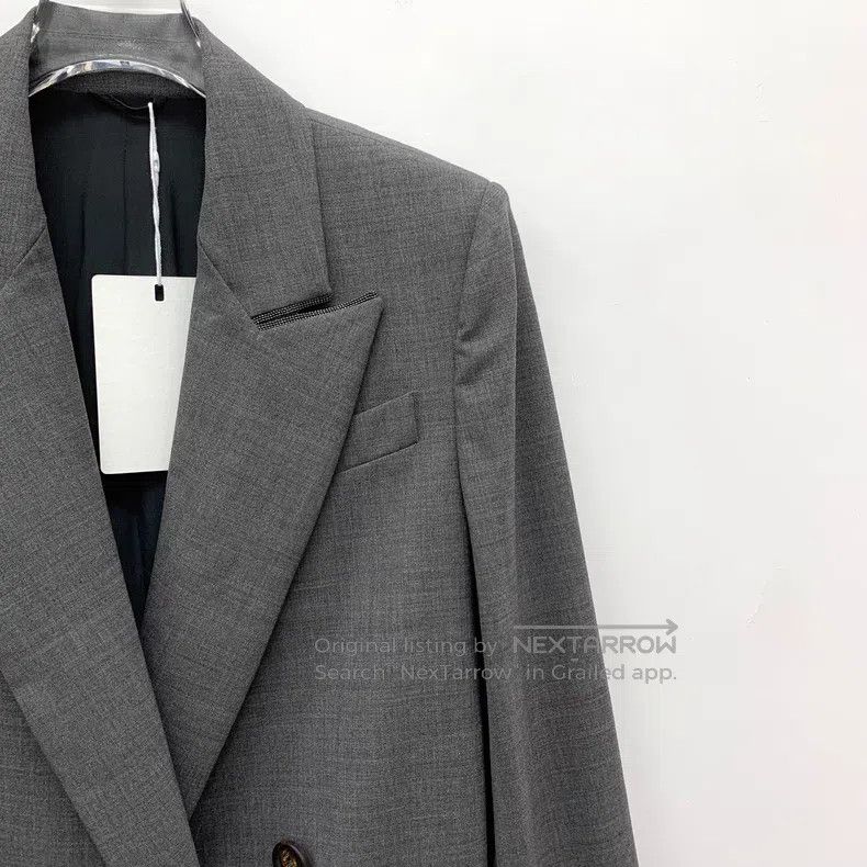 Brunello Cucinelli Brunello Cucinelli Gray wool lapel double-breasted long-sl Size XXS / US 00 / IT 34 - 3 Thumbnail