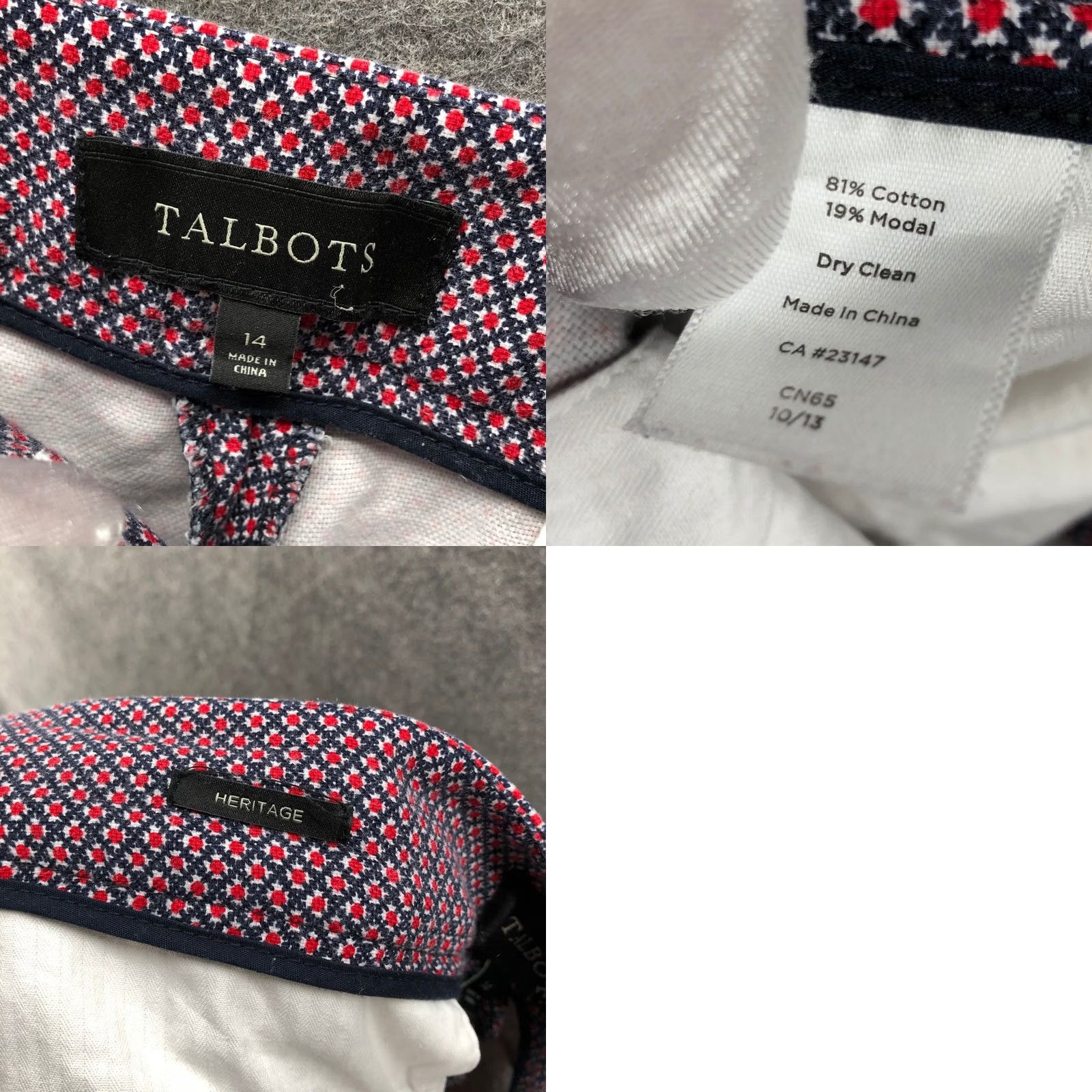 Talbots Talbots Heritage Ankle Pants Womens 14 Red Blue Geometric Cotton Modal Blend Twist Twill Pockets Rise Mid Regular Size 36" / US 14 / IT 50 - 8 Thumbnail