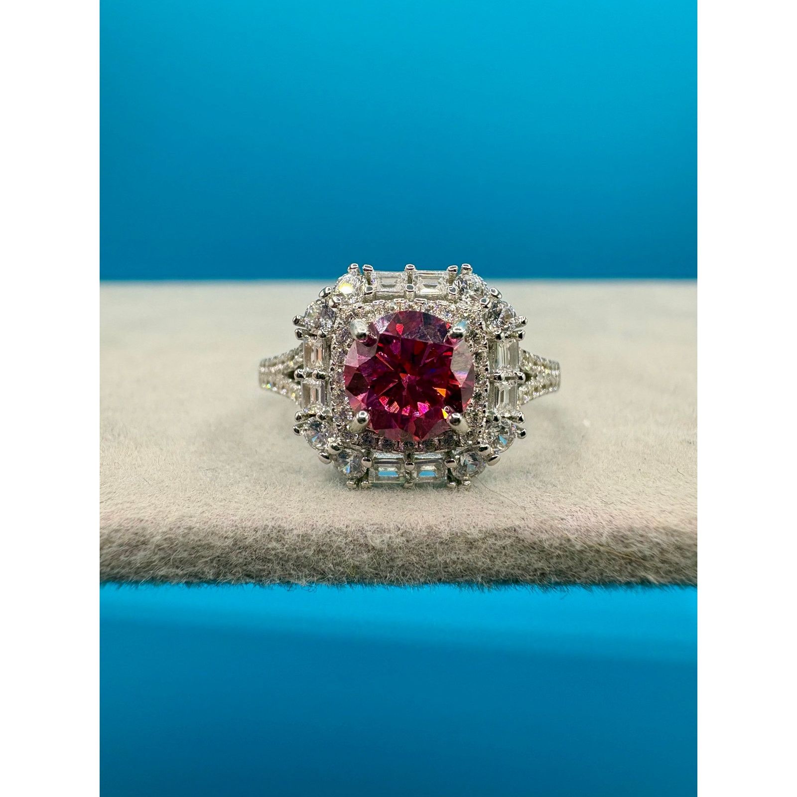 Jewelry New 2CT Pink & White Moissanite Ring in 925 Silver -Sz. 8.25 Size ONE SIZE - 5 Thumbnail
