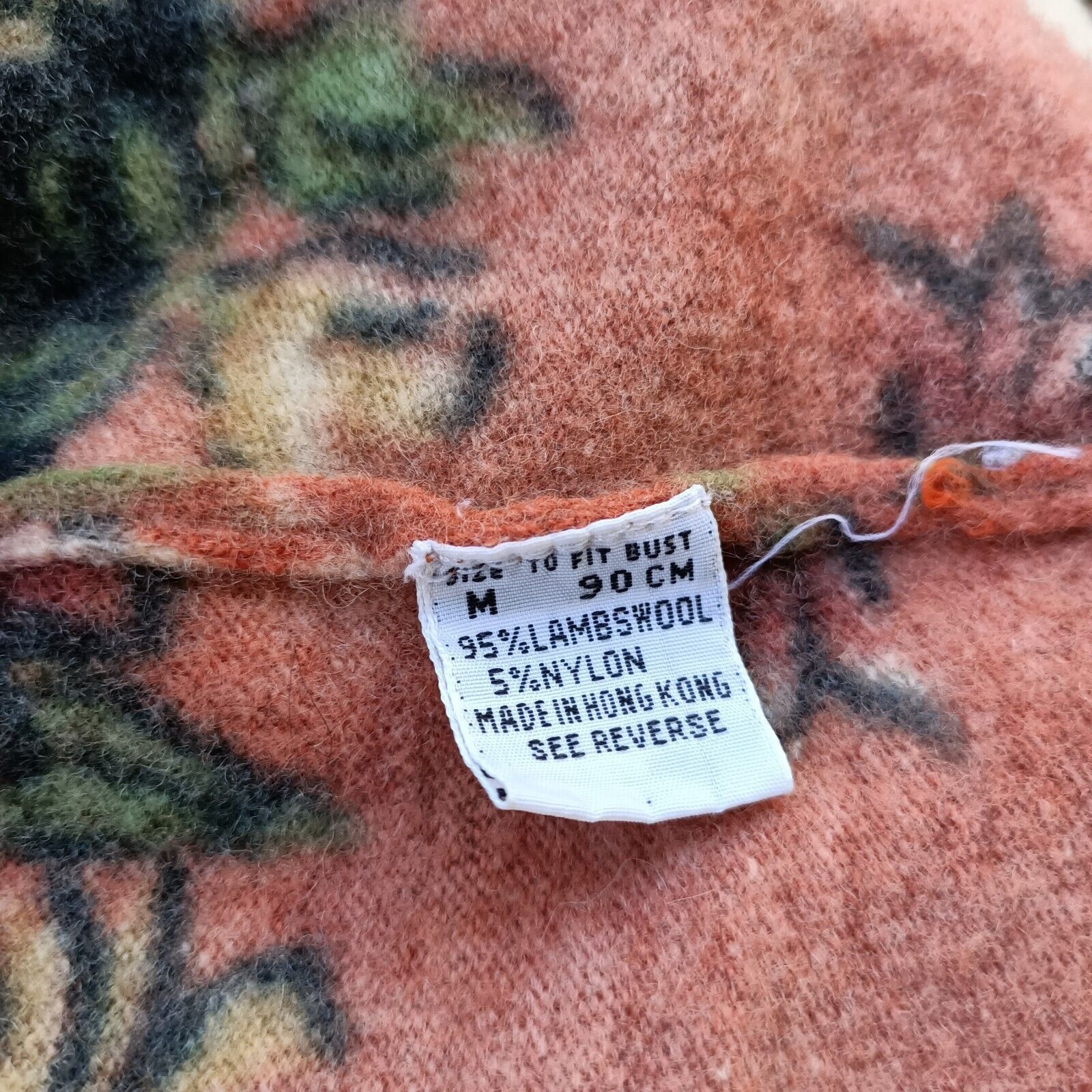 Other Vintage 80s 90s Sweater Orange Floral Striped Lambswool Size M / US 6-8 / IT 42-44 - 6 Thumbnail