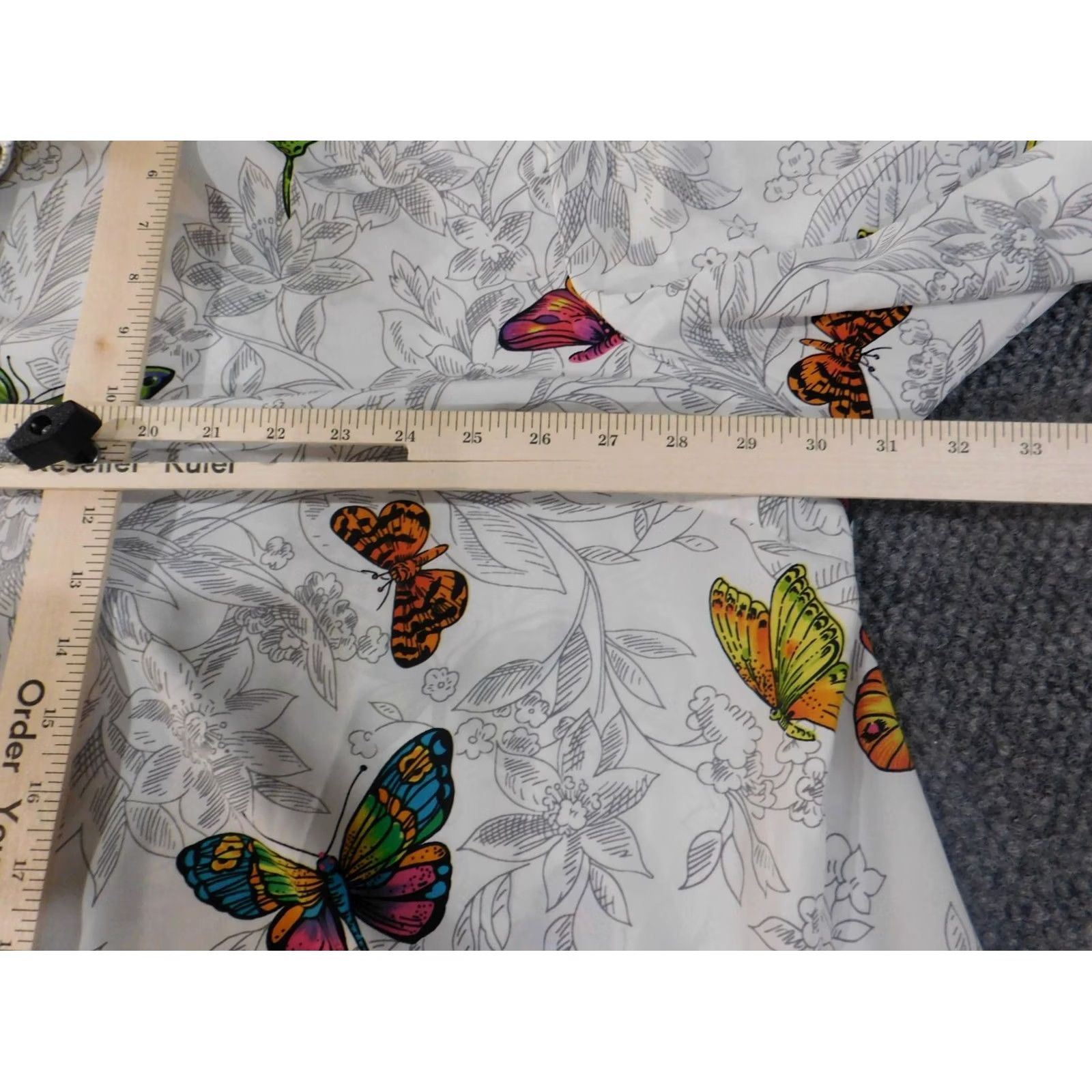 Vintage Maggie Barnes Button-Up Top Womens 32W Plus Size White Floral Butterfly Polyester Raglan Sleeve Collared Long Sleeve Casual Stretch Regular Size XXS / US 00 / IT 34 - 5 Thumbnail