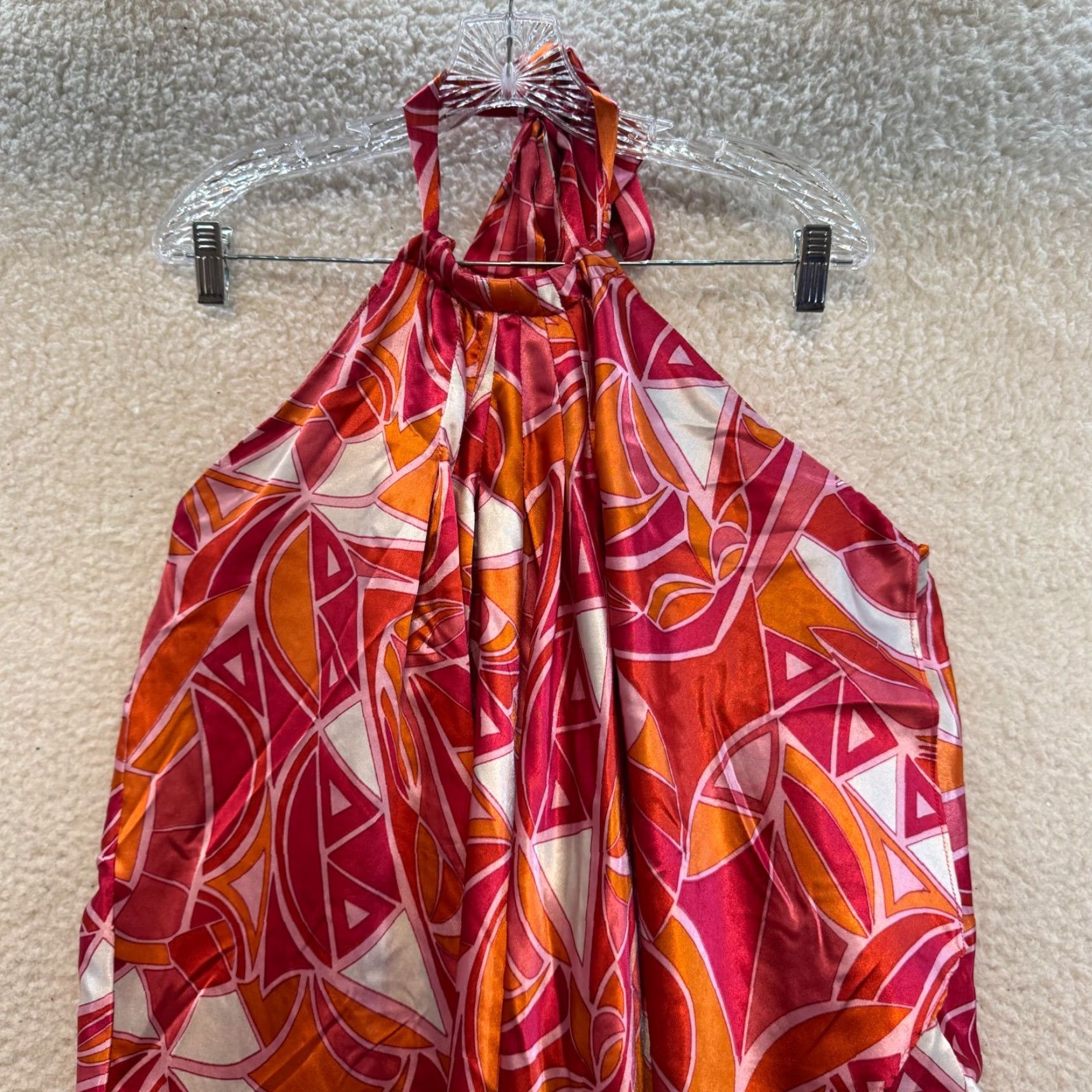 Pinko VINTAGE Y2K Halter Midi Maxi Dress Satin 2XL Pink Orange Sleeveless Boho Ashro Size XXL / US 16-18 / IT 52-54 - 3 Thumbnail