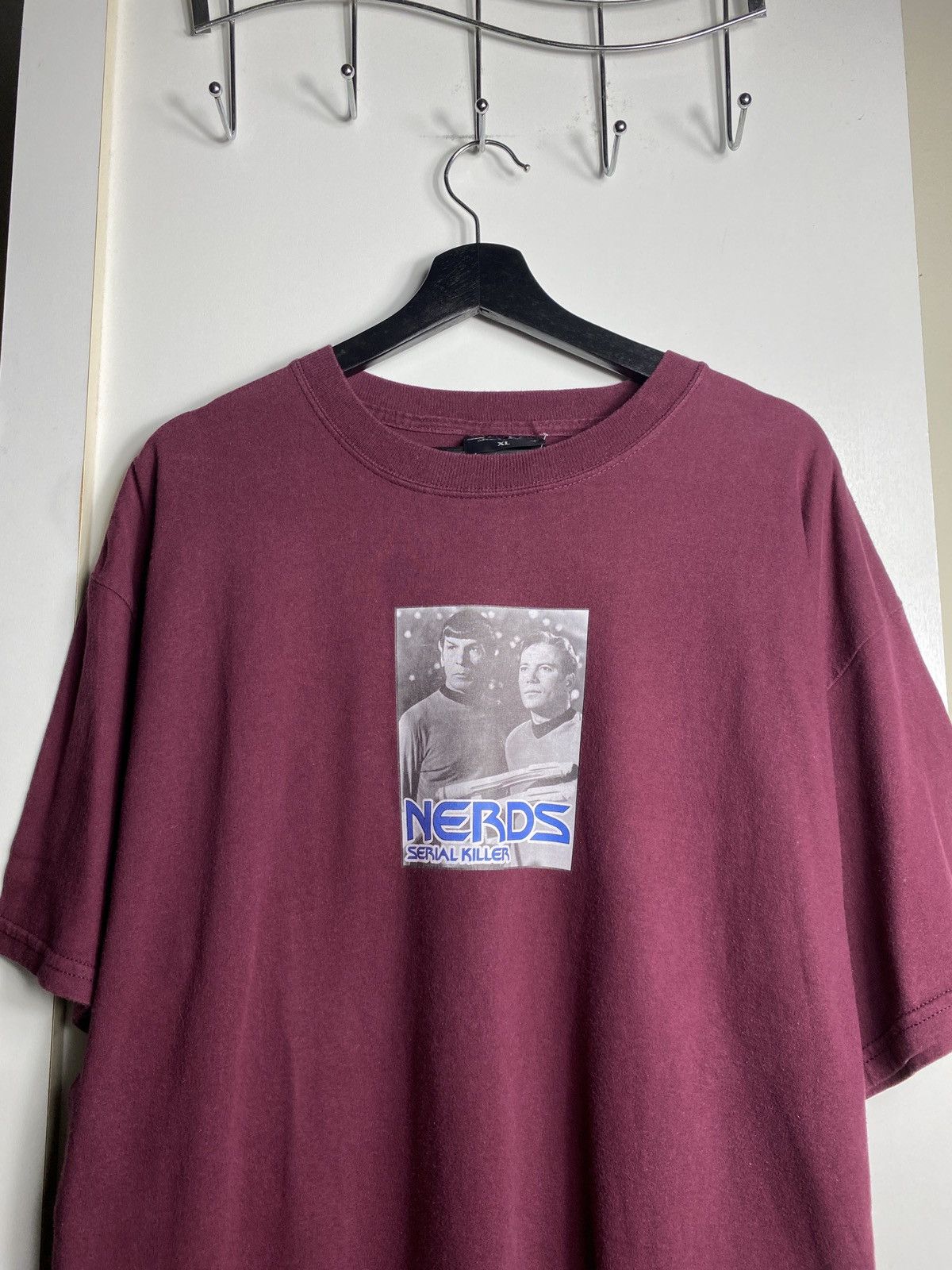 image of Serial Killer Star Trek Movie ‘ Nerds ‘ Tee in Maroon, Men's (Size XL)