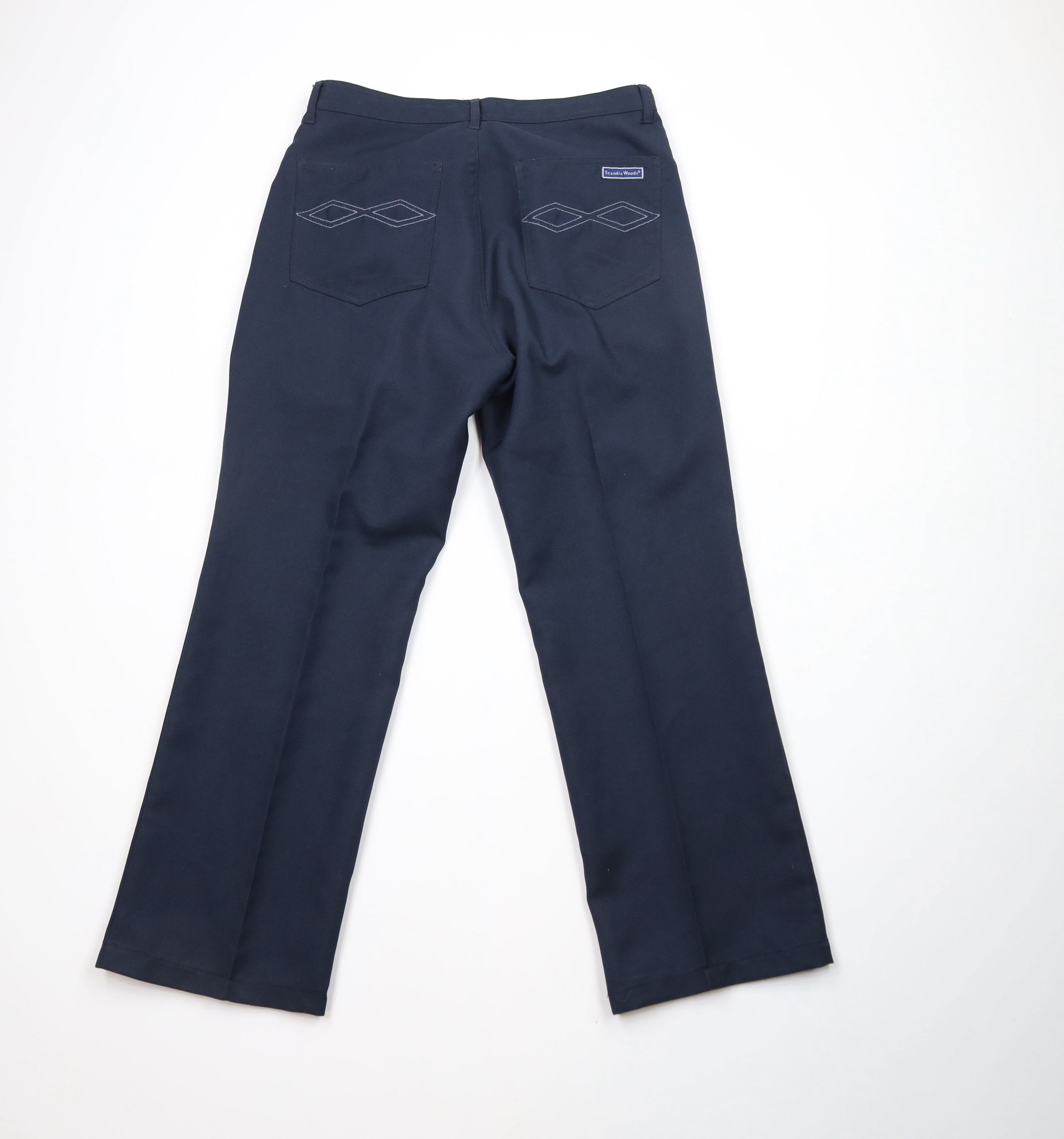 Vintage Vintage 90s Streetwear Knit Flared Wide Leg Chino Pants Navy Size US 33 - 9 Thumbnail