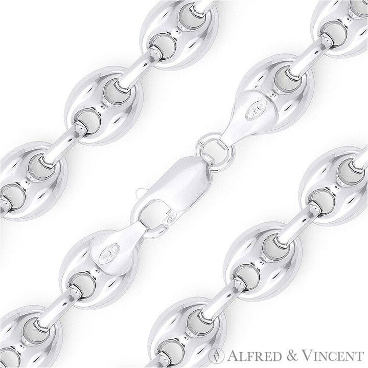11mm Puffed Mariner Chain Necklace in .925 Sterling Silver