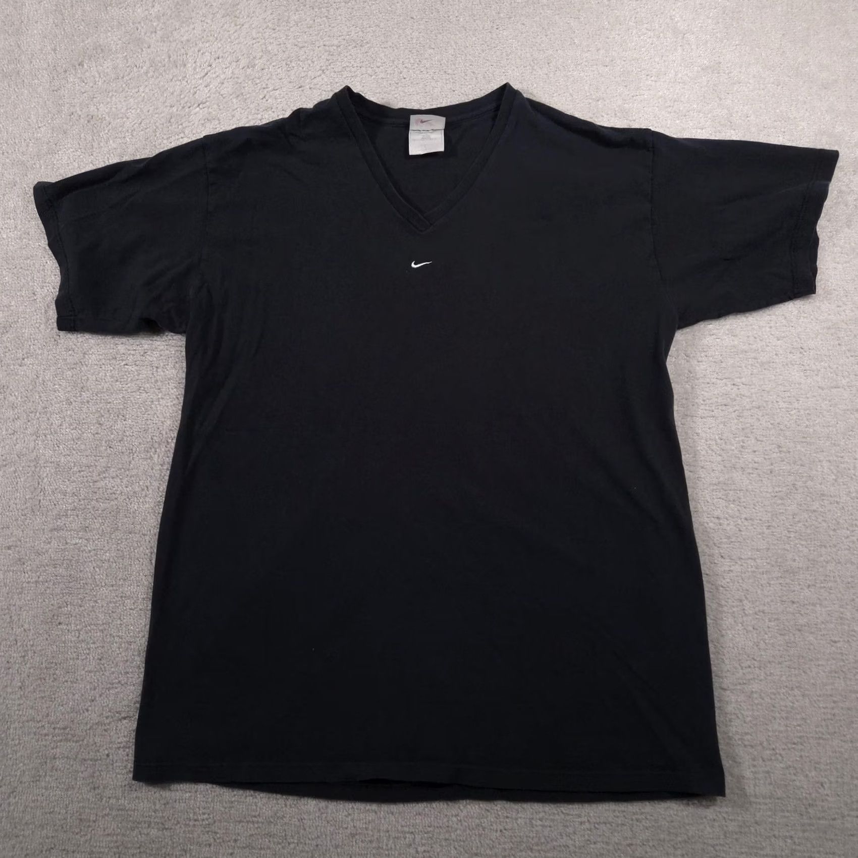 Nike VINTAGE Nike Shirt Mens XL Black V-Neck Embroidered Swoosh Cotton Minimalist Casual Size US XL / EU 56 / 4 - 2 Thumbnail