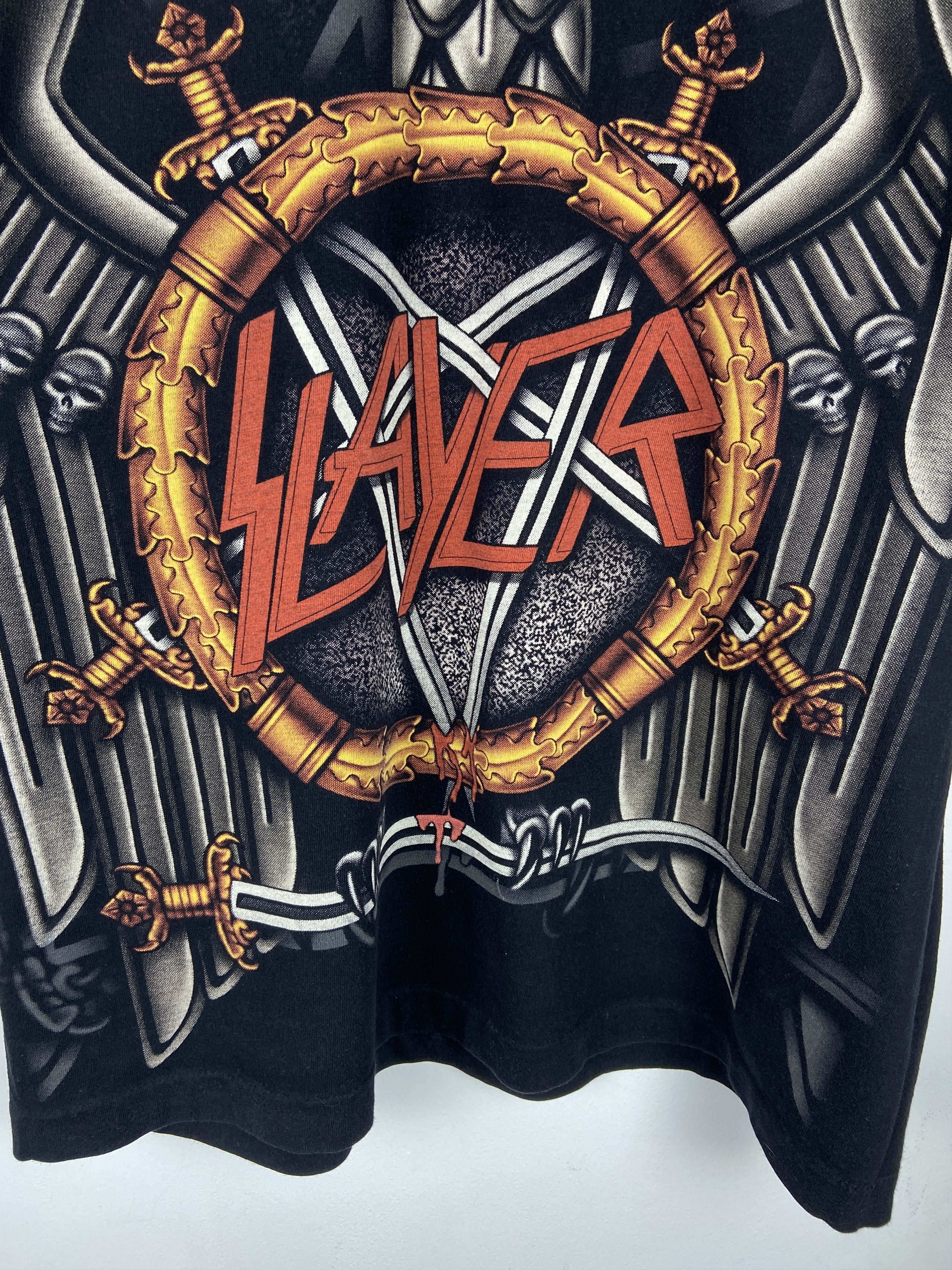 Band Tees 90s Vintage Slayer All Over Print Single Stitch T Shirt Tee Size US S / EU 44-46 / 1 - 8 Thumbnail