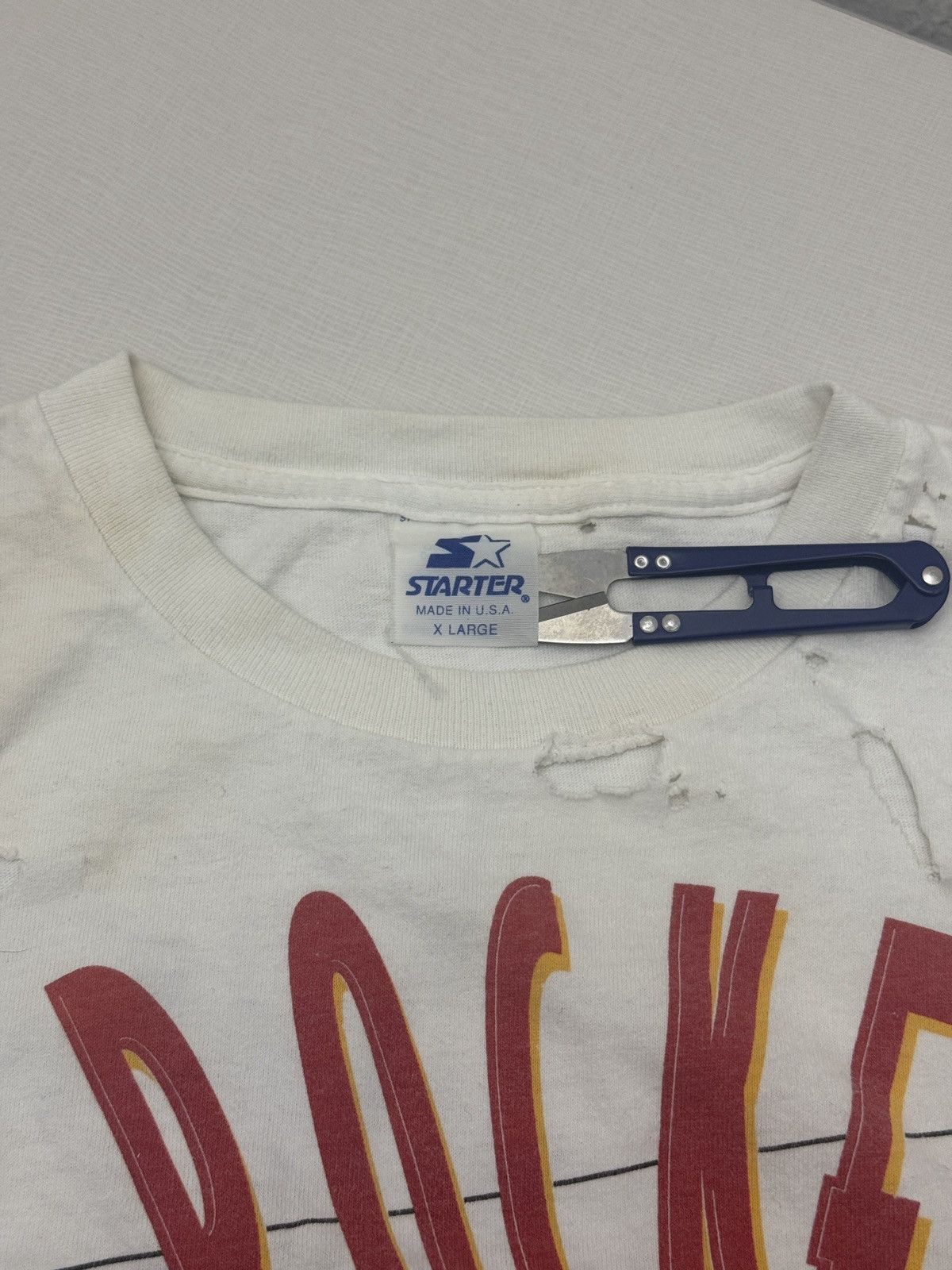 Starter Vtg 90s NBA Finals Houston Rockets Champs Distressed Trashed Size US XL / EU 56 / 4 - 4 Thumbnail