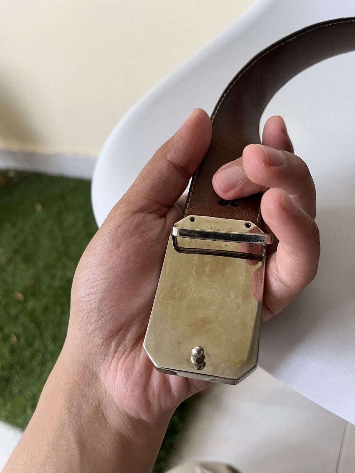 Gucci Gucci Dark Guccissima Leather Square Buckle Size ONE SIZE - 8 Thumbnail